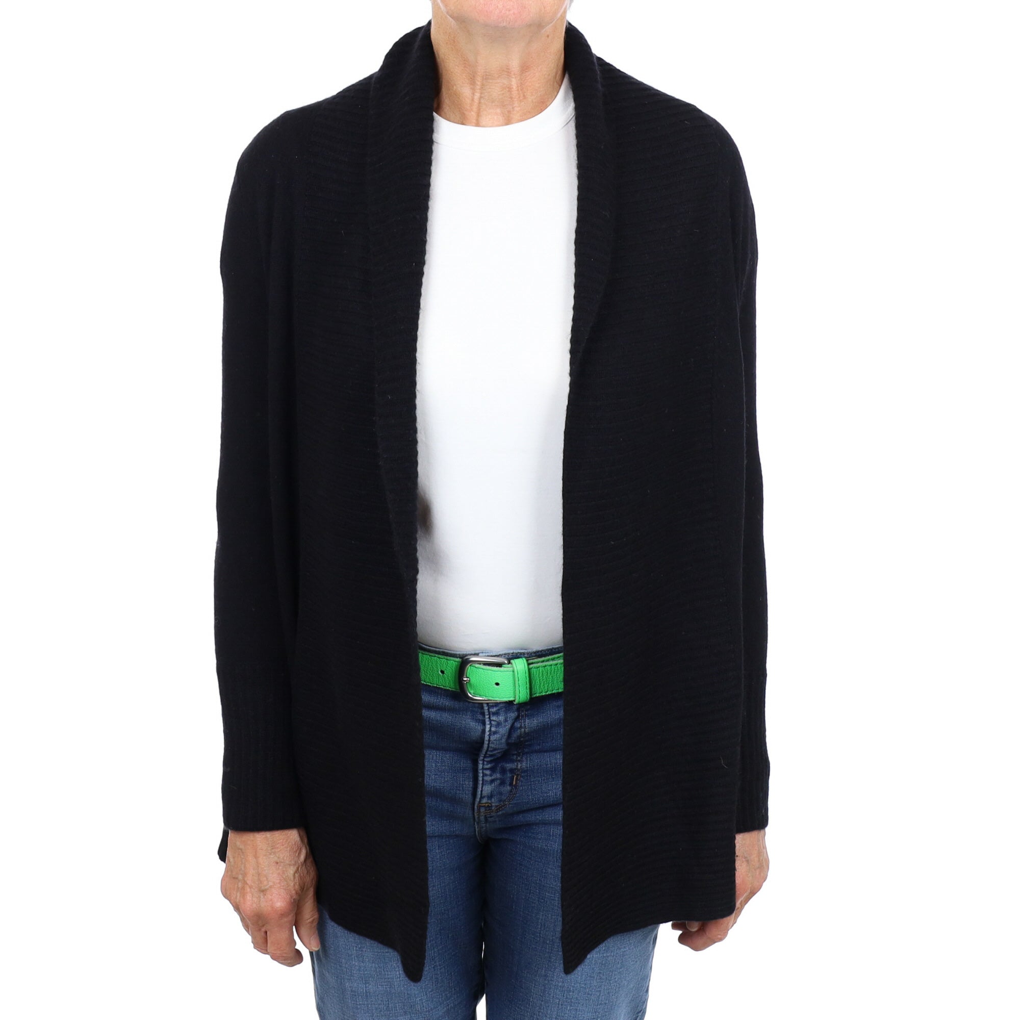 Black Cashmere Edge To Edge Cardigan Medium