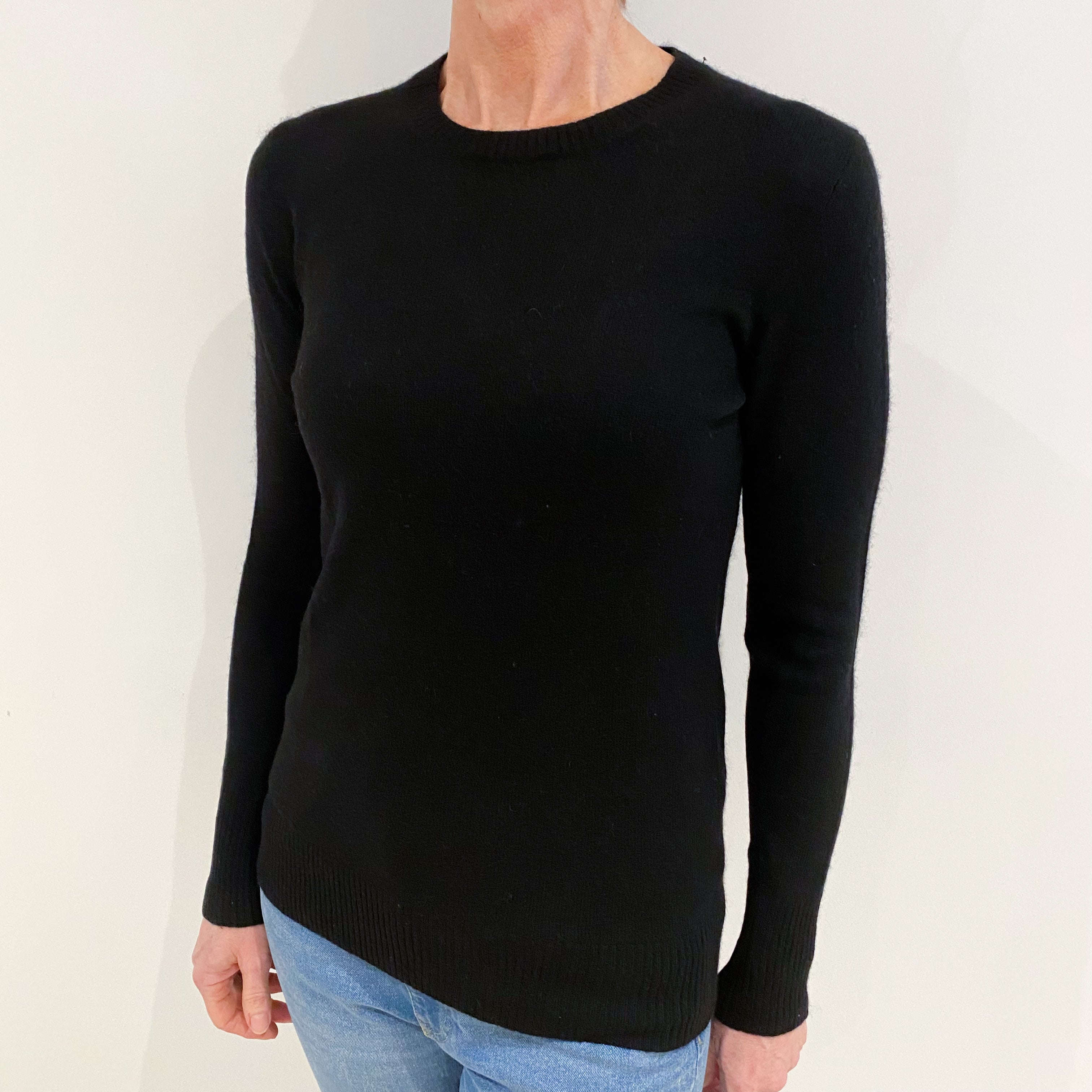 Black Cashmere Crew Neck Jumper Small