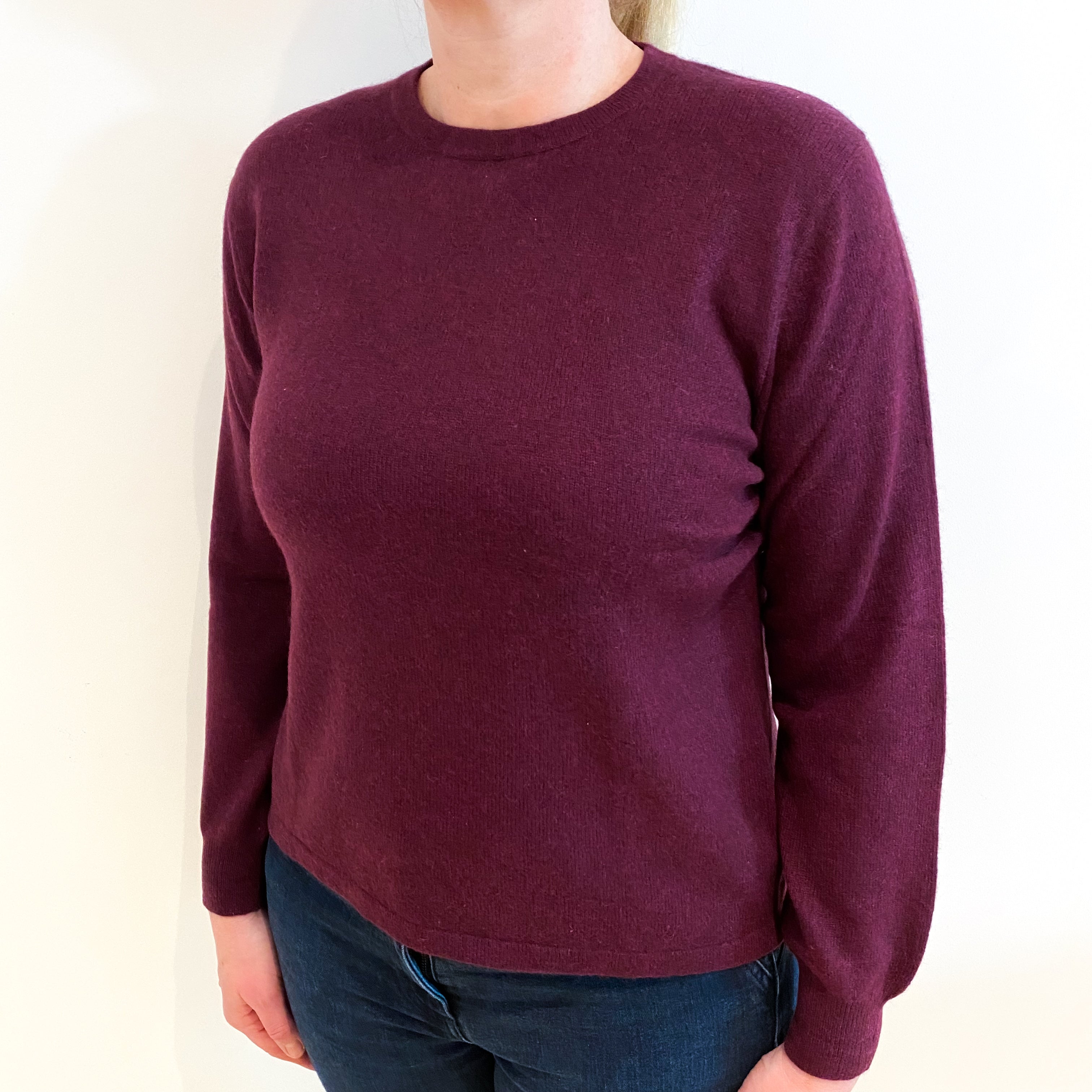 Mulberry Purple Cashmere Crew Neck Jumper Large