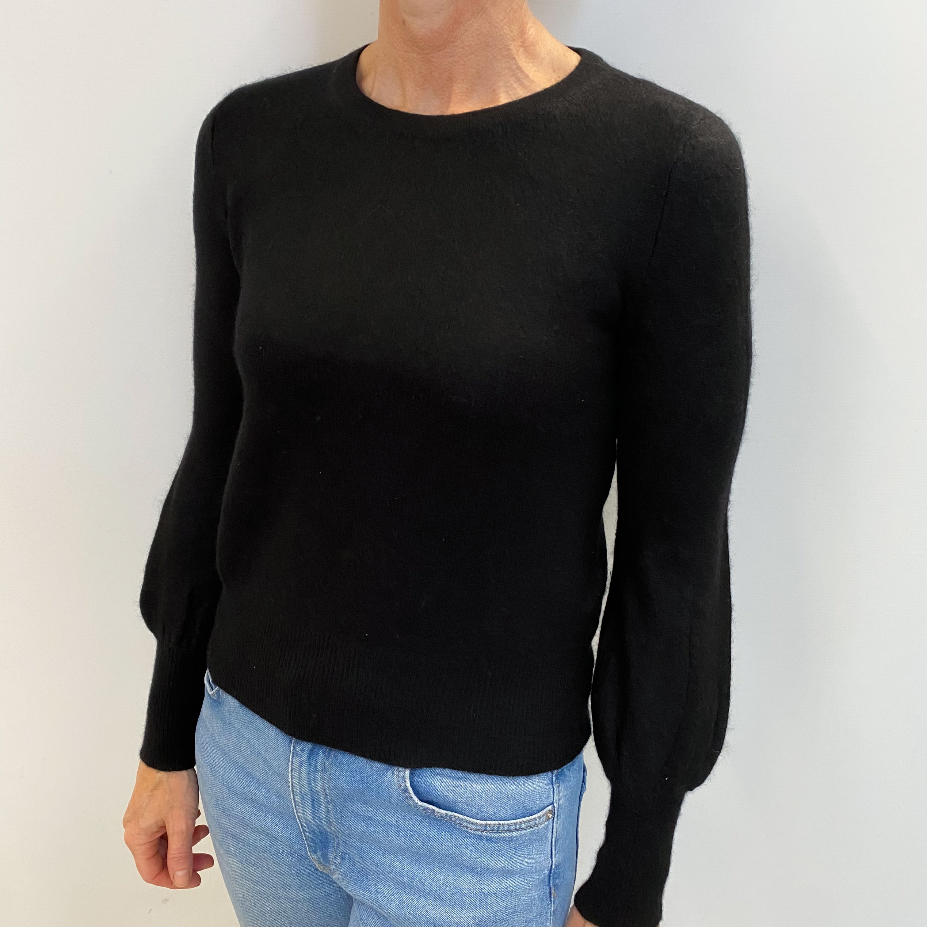 Black Cashmere Crew Neck Jumper Small
