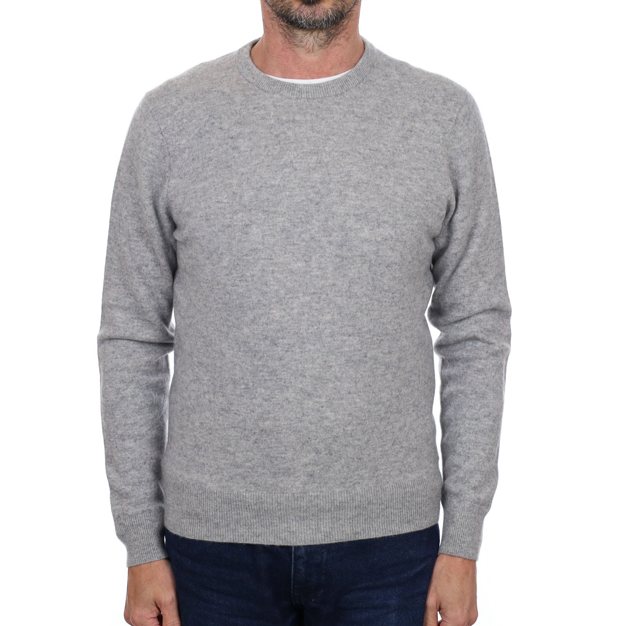 Men's Smoke Grey Cashmere Crew Neck Jumper Small
