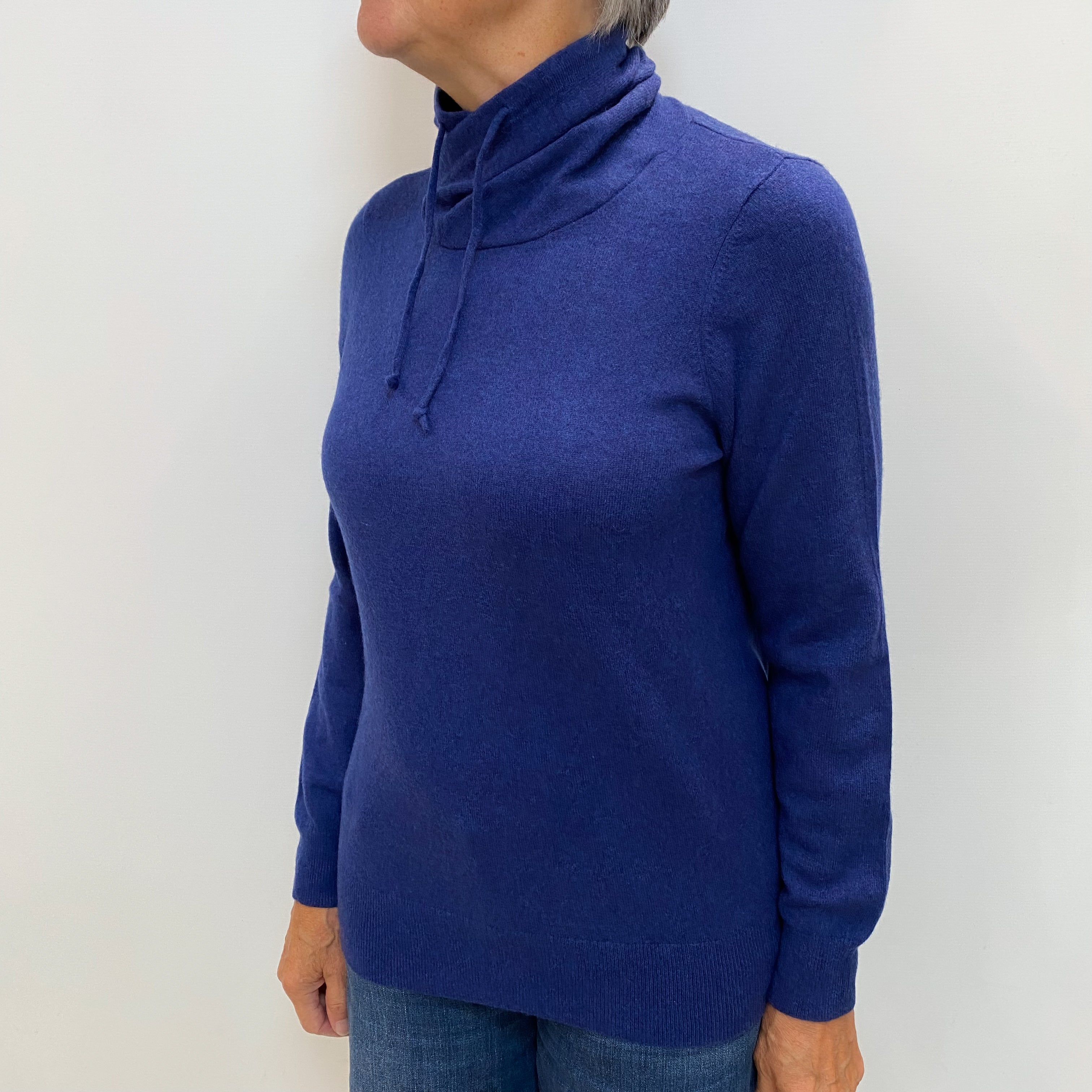 French Navy Cashmere Crossover Funnel Neck Jumper Medium