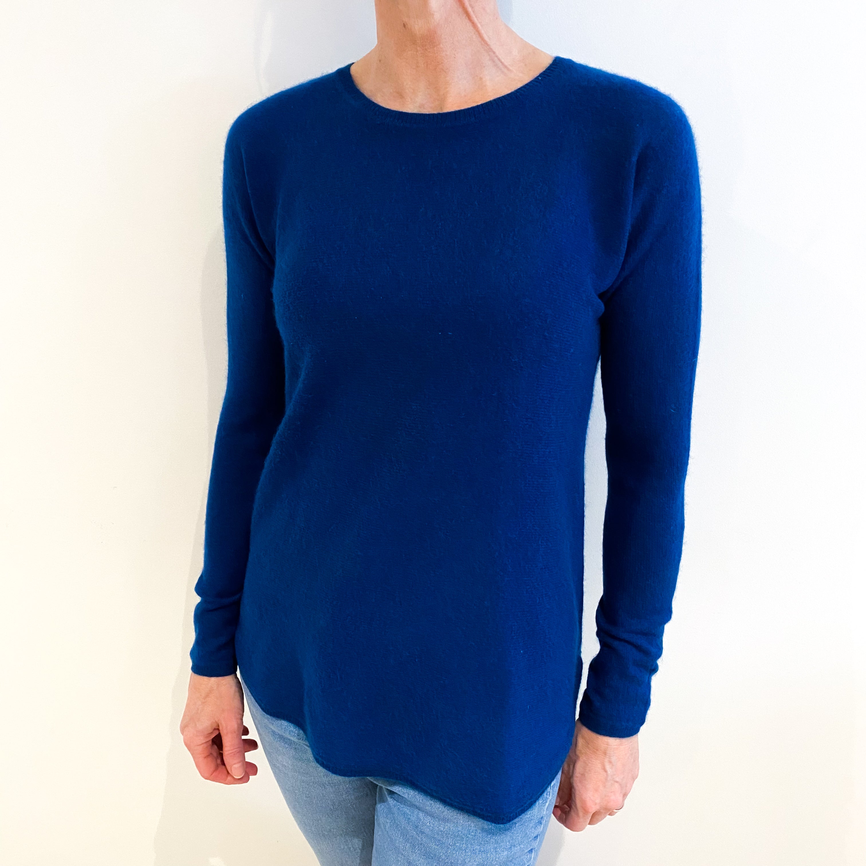 Deep Ocean Blue Cashmere Crew Neck Jumper Small
