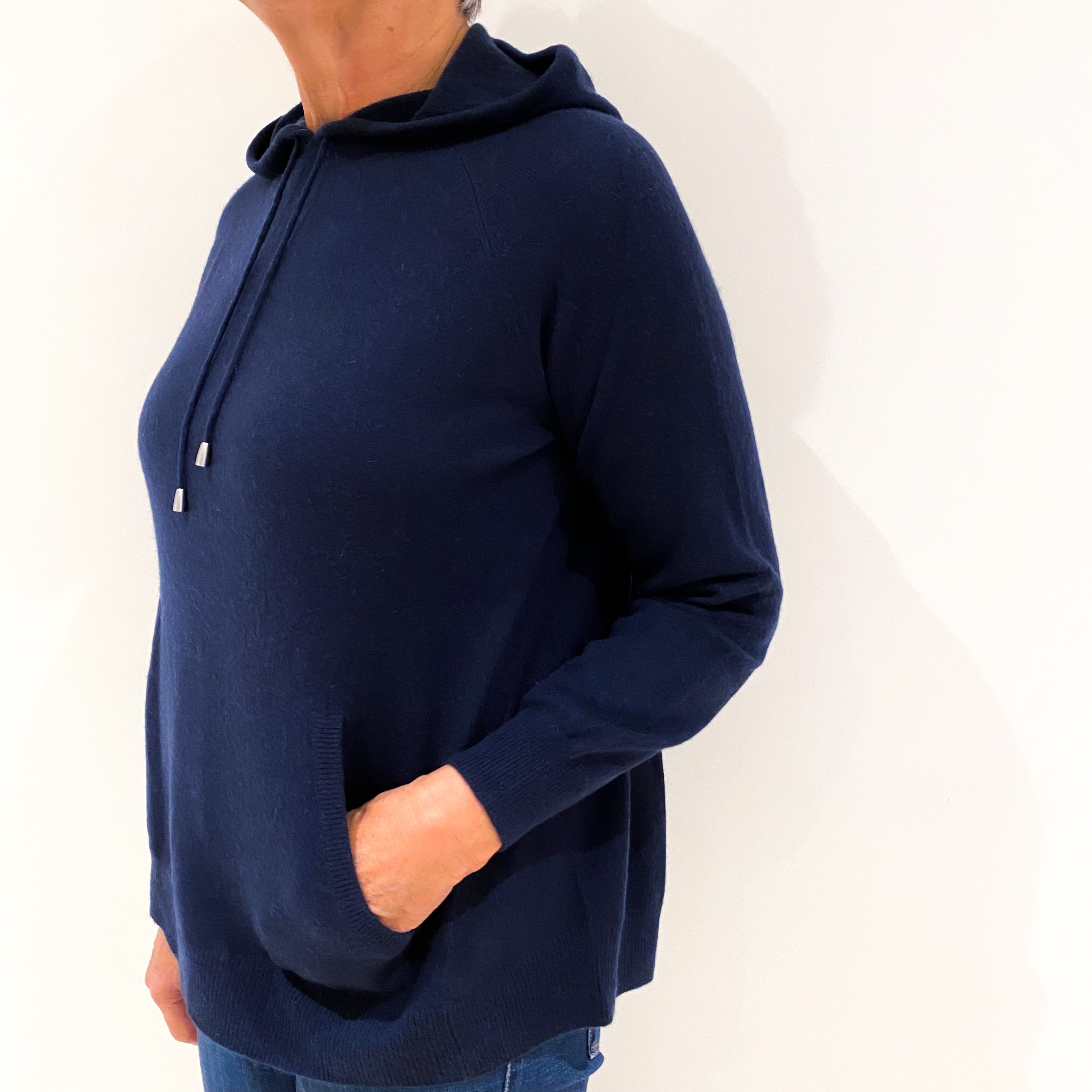 Navy Blue Cashmere Hoodie Medium