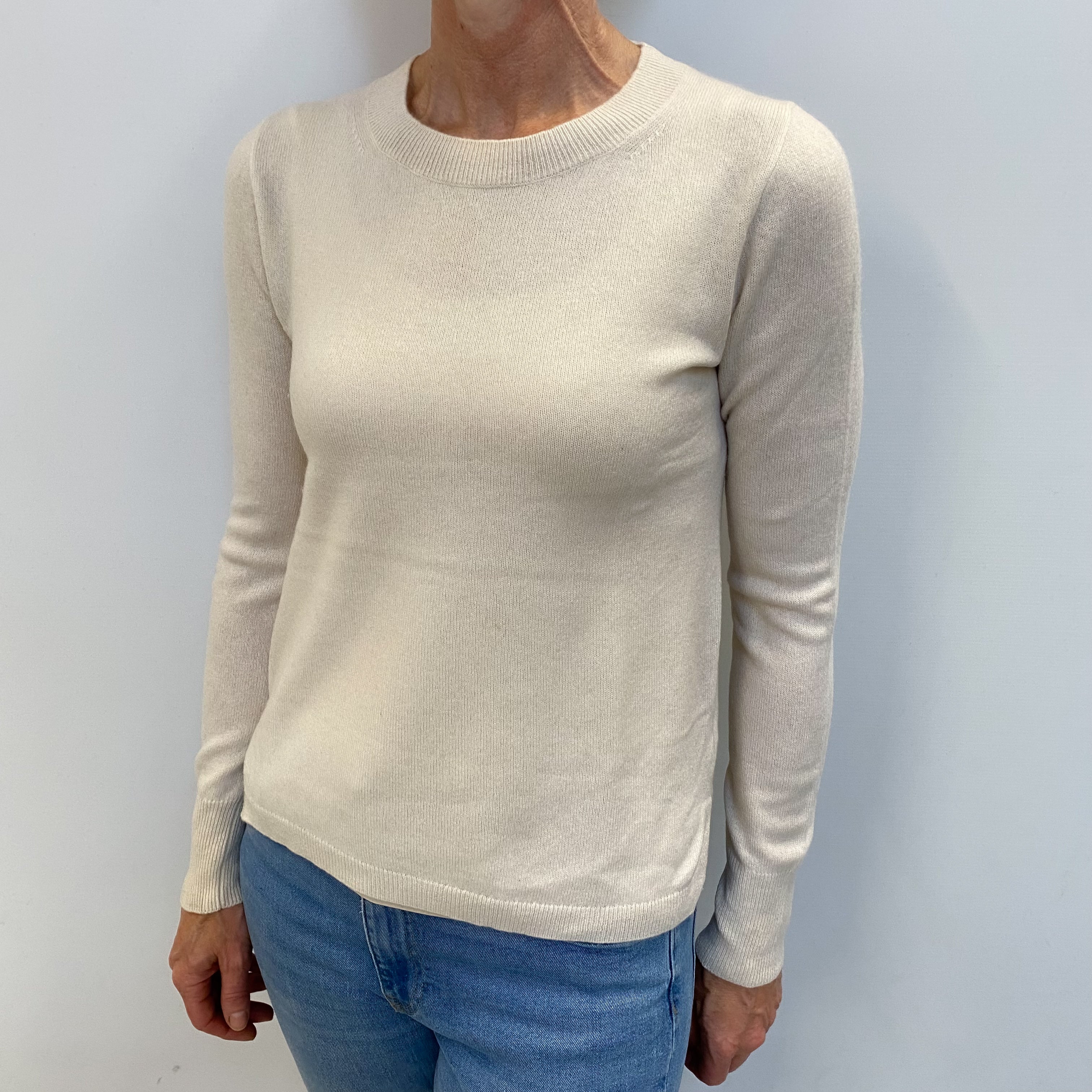 Vanilla Cream Cashmere Crew Neck Jumper Small