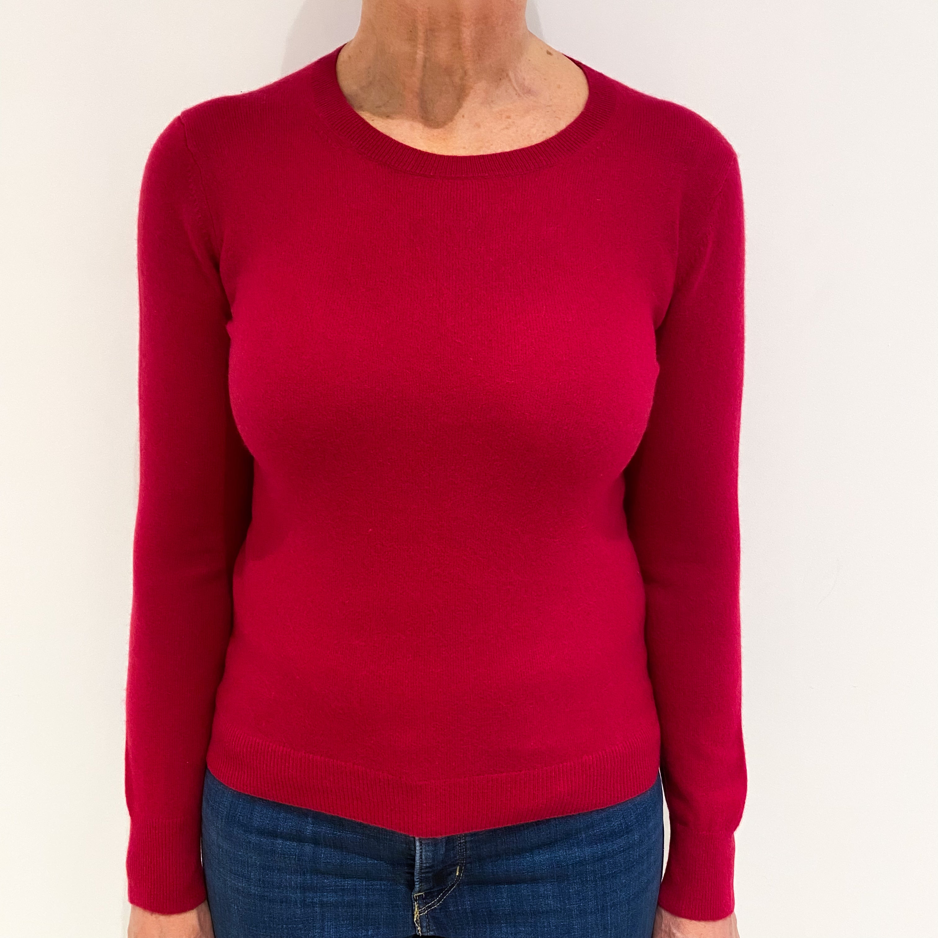 Cherry Pink Cashmere Crew Neck Jumper Medium
