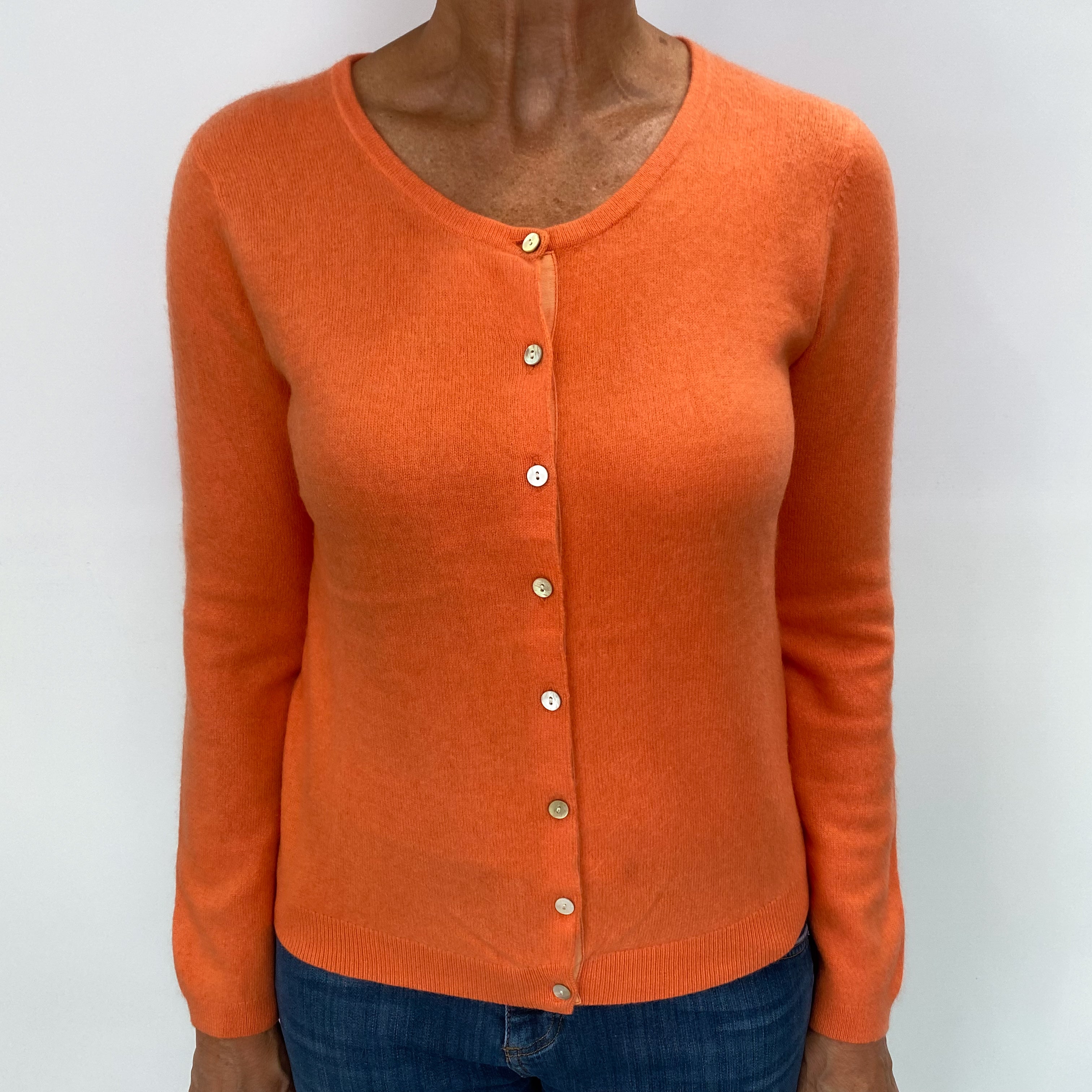 Crab Orange Cashmere Cardigan Medium