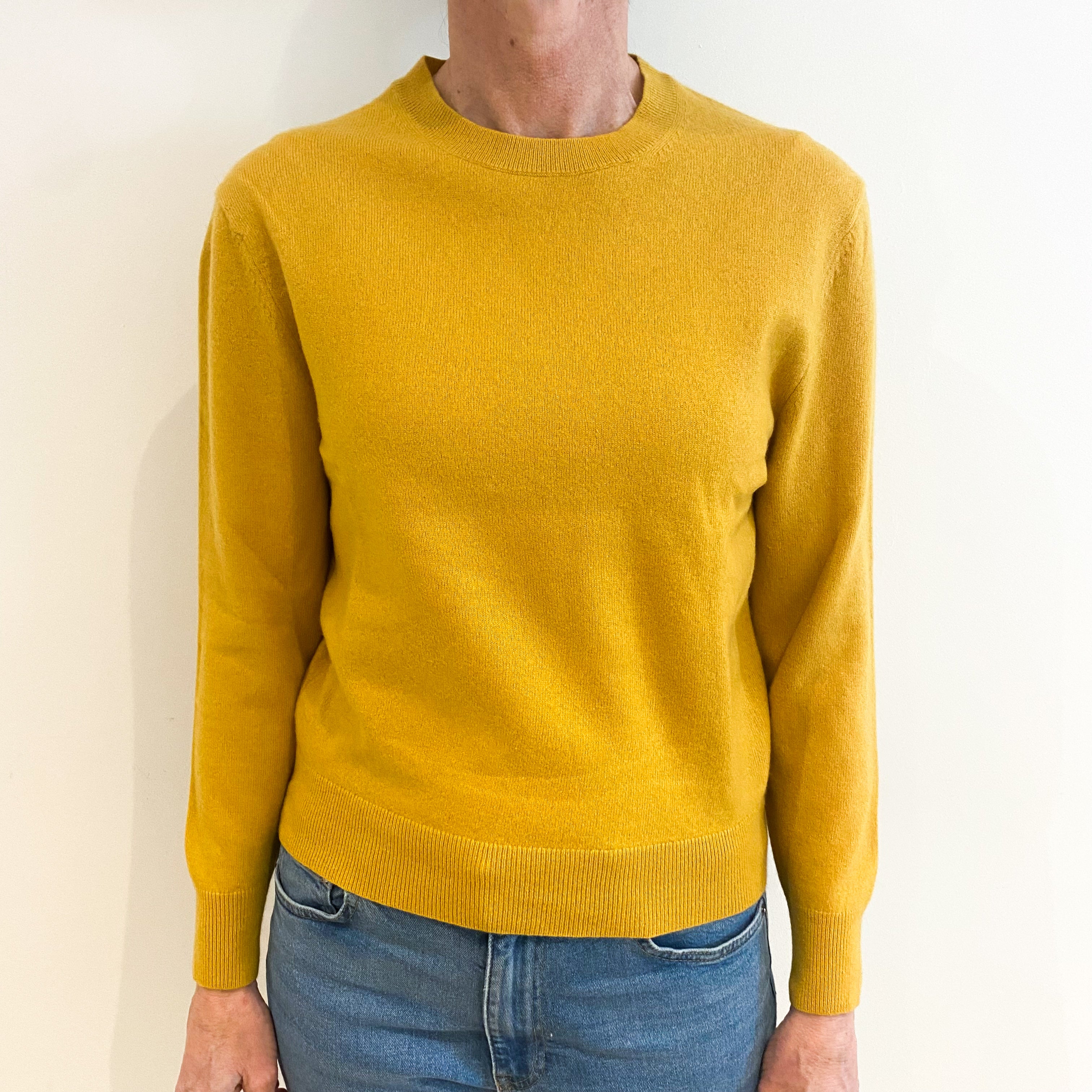 Sunflower Yellow Cashmere Crew Neck Jumper Small