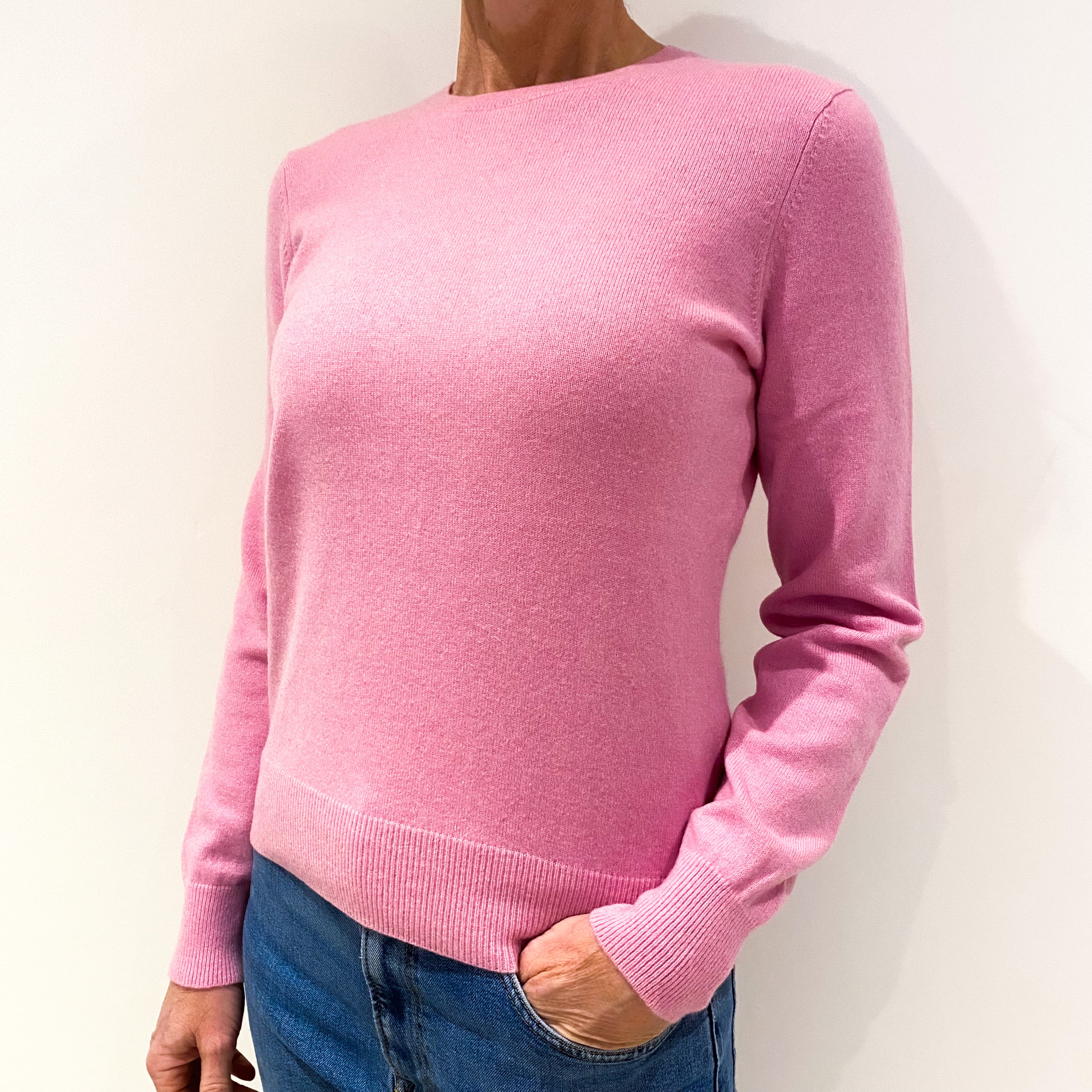 Foxglove Pink Cashmere Crew Neck Jumper Small