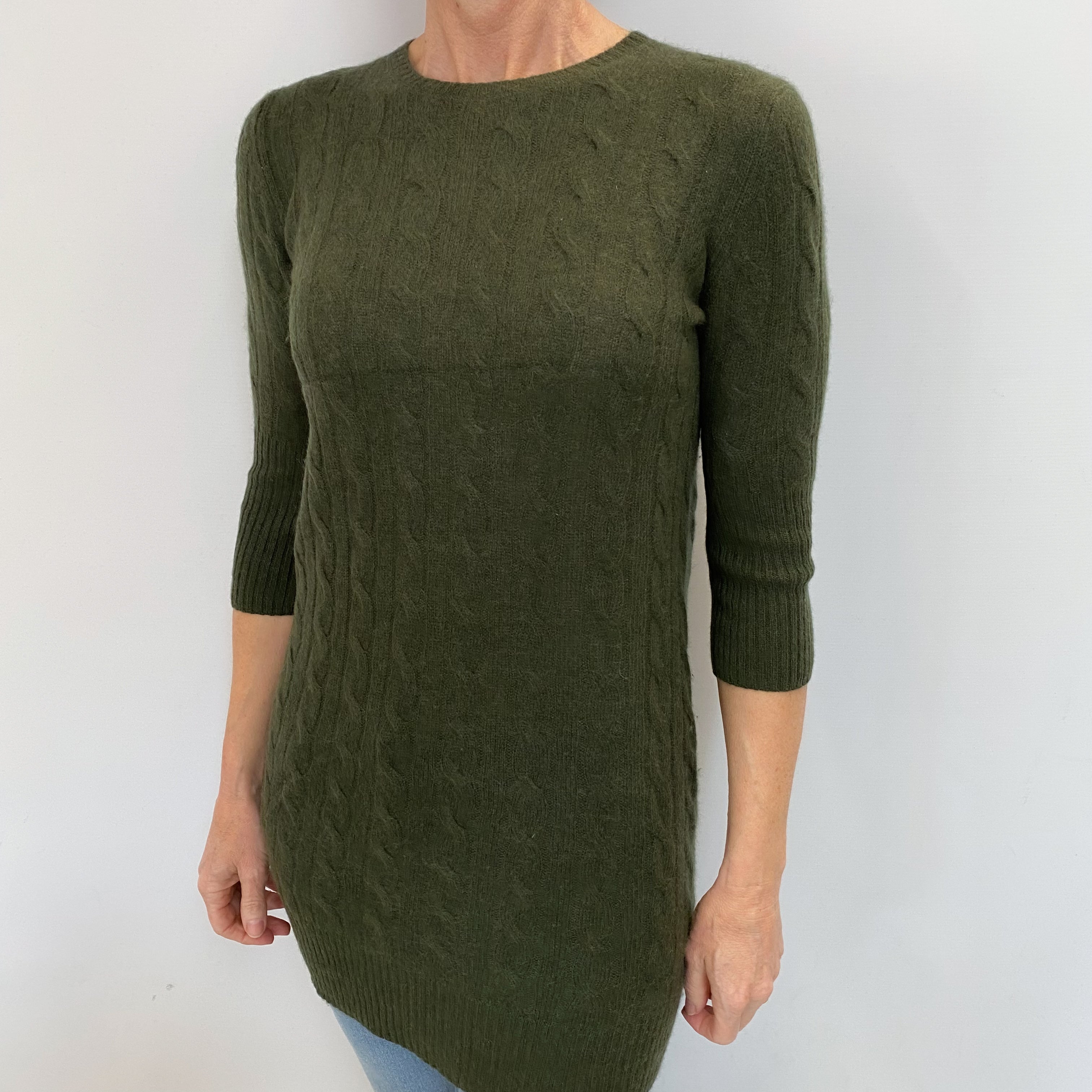 Forest Green Cashmere Crew Neck Jumper Small