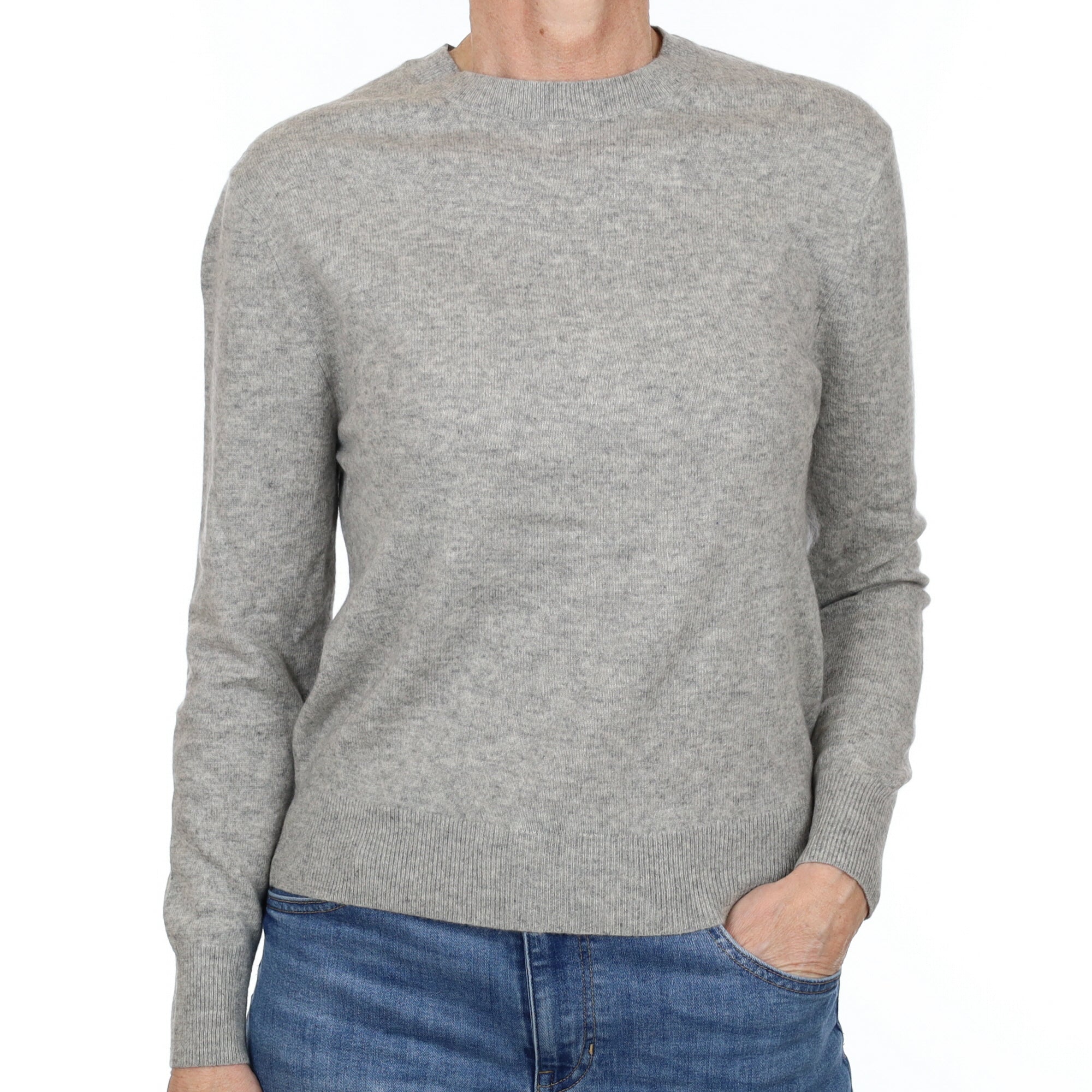 Smoke Grey Cashmere Crew Neck Jumper Small
