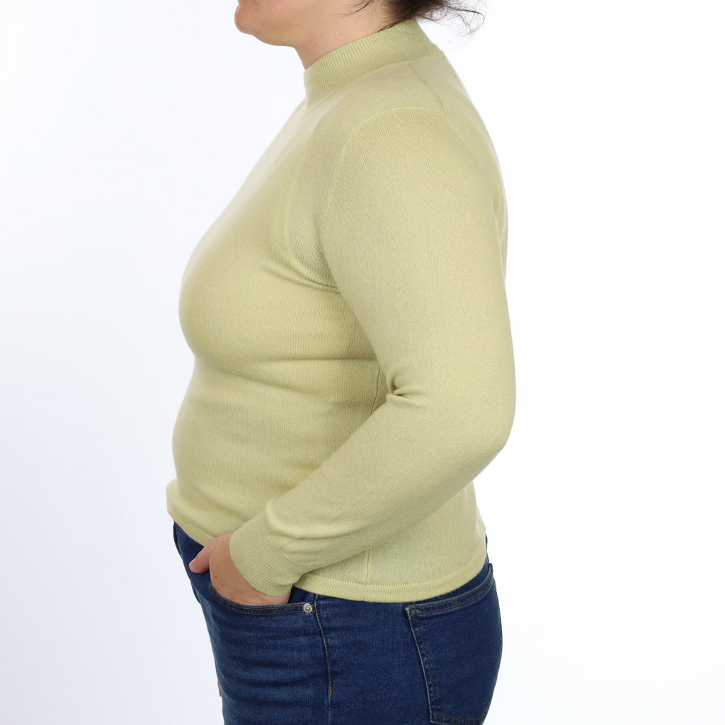 Pistachio Green Cashmere Turtle Neck Jumper Large