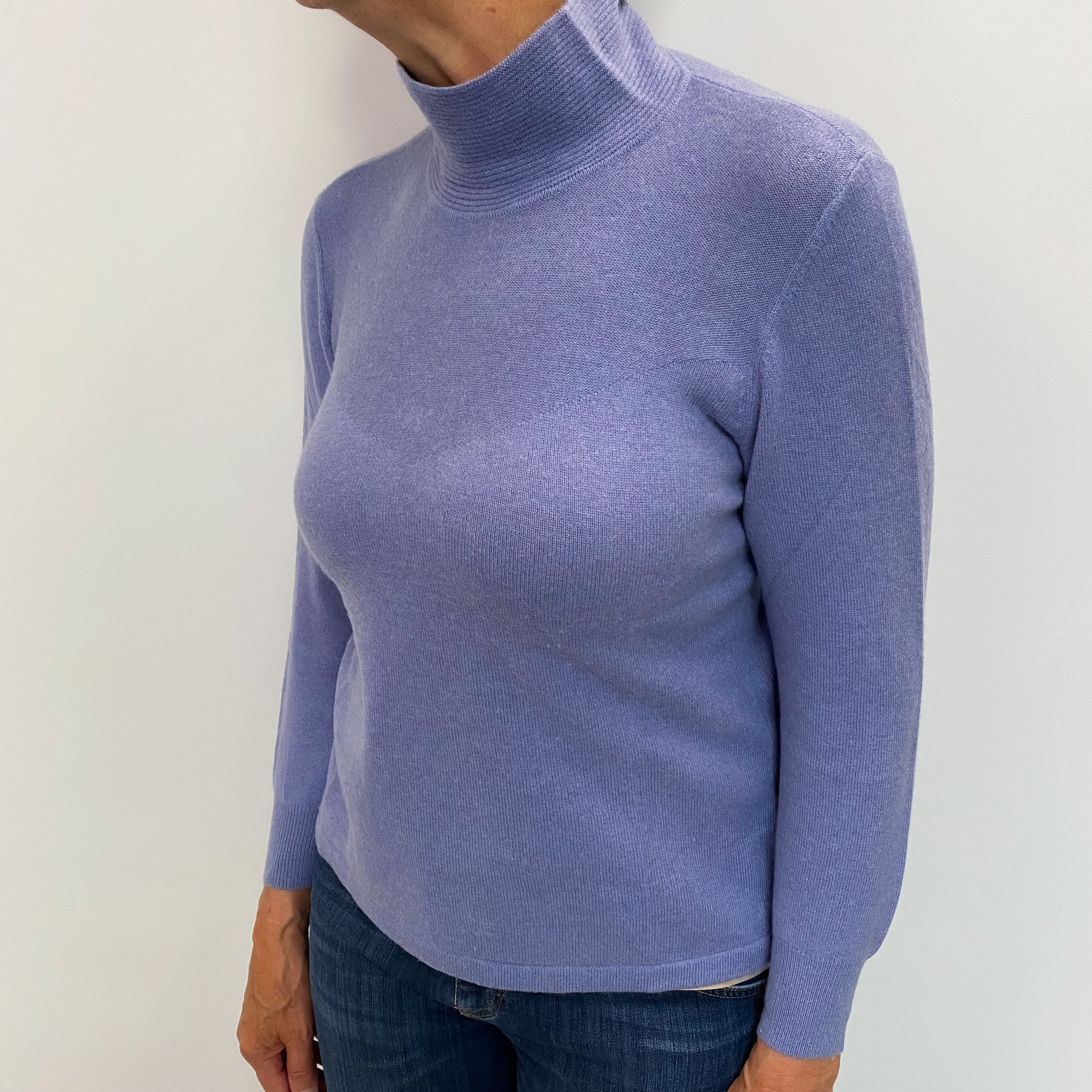 Periwinkle Purple Cashmere Turtle Neck Jumper Medium