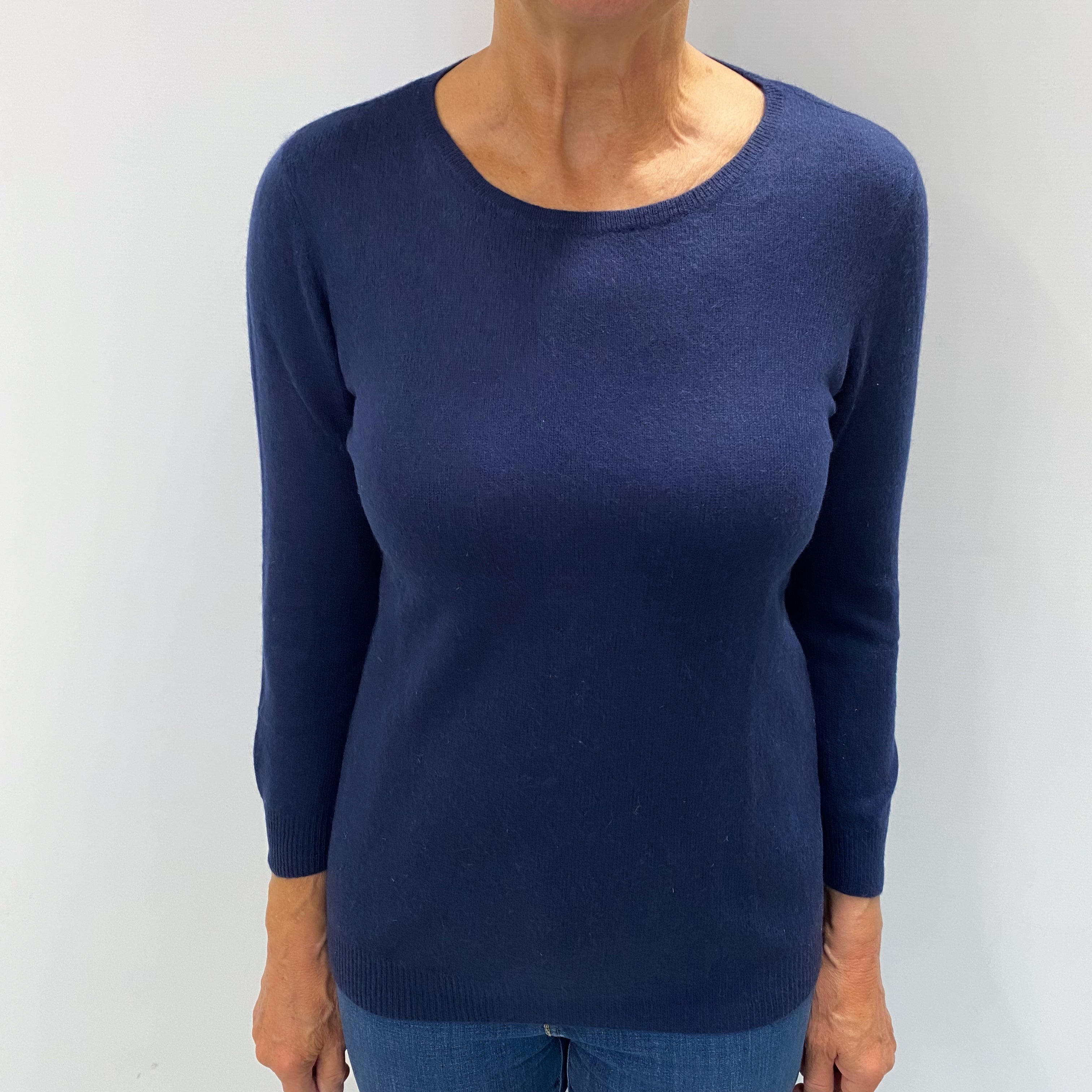 Navy Blue Cashmere Crew Neck Jumper Medium