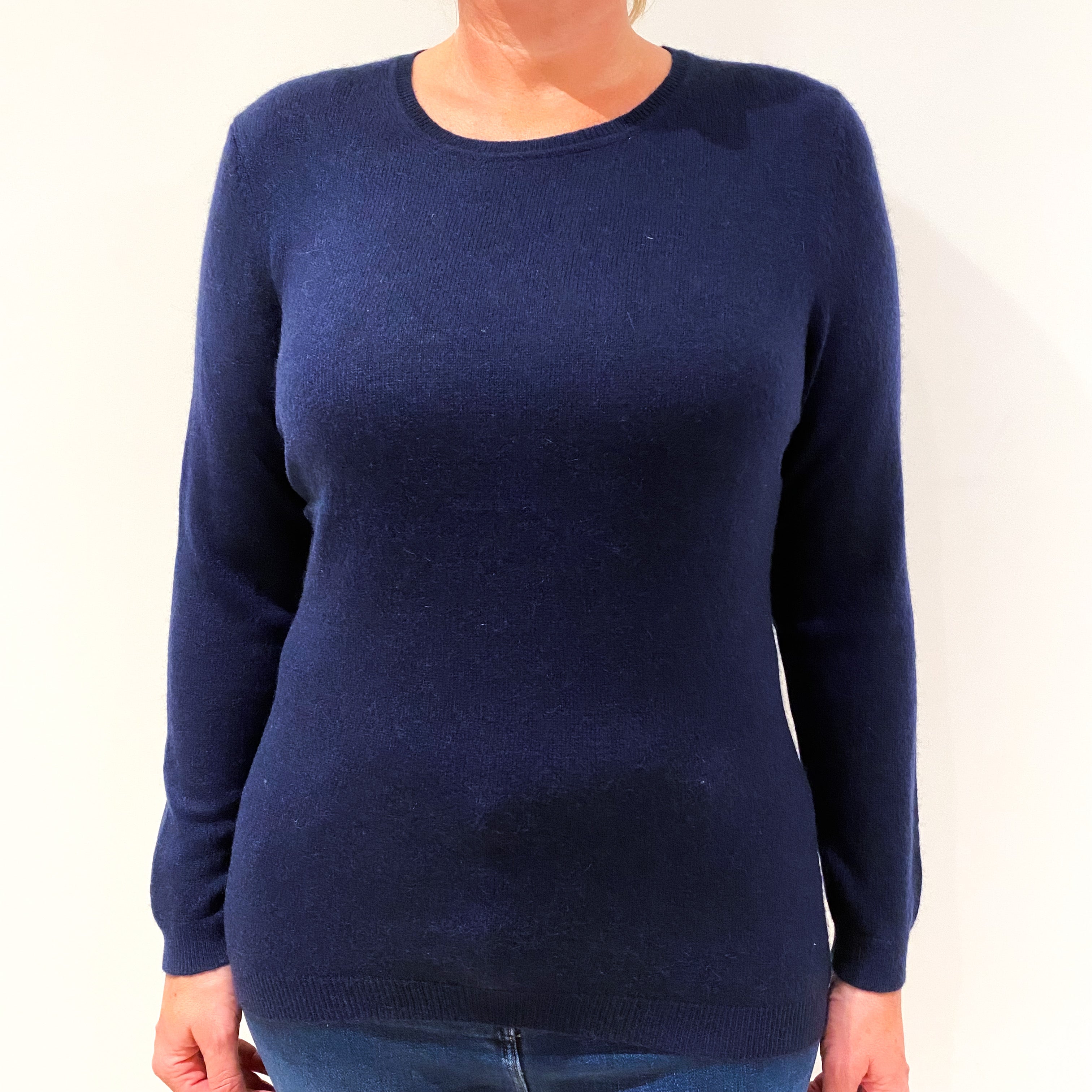Navy Blue Cashmere Crew Neck Jumper Large