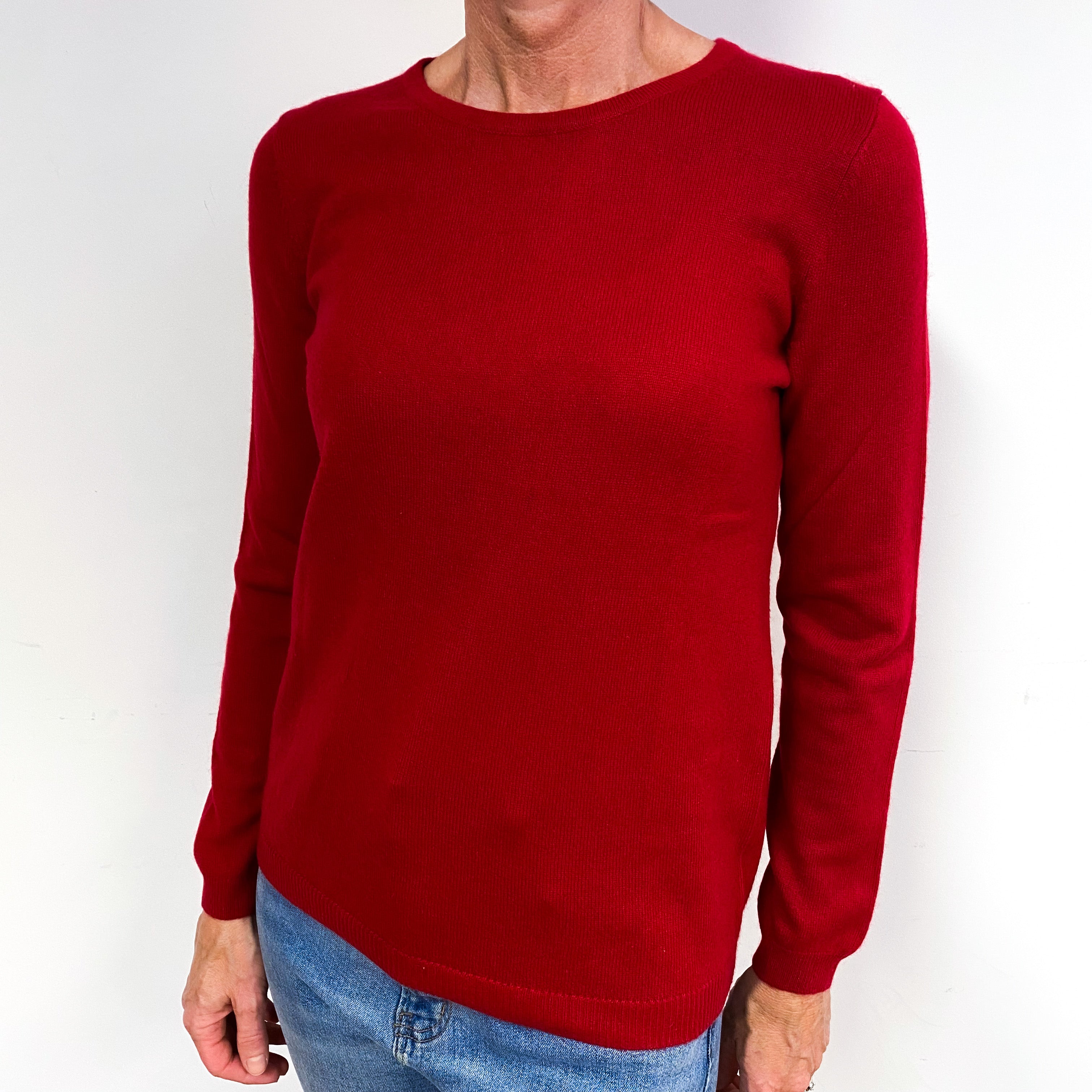 Scarlett Red Cashmere Crew Neck Jumper Medium