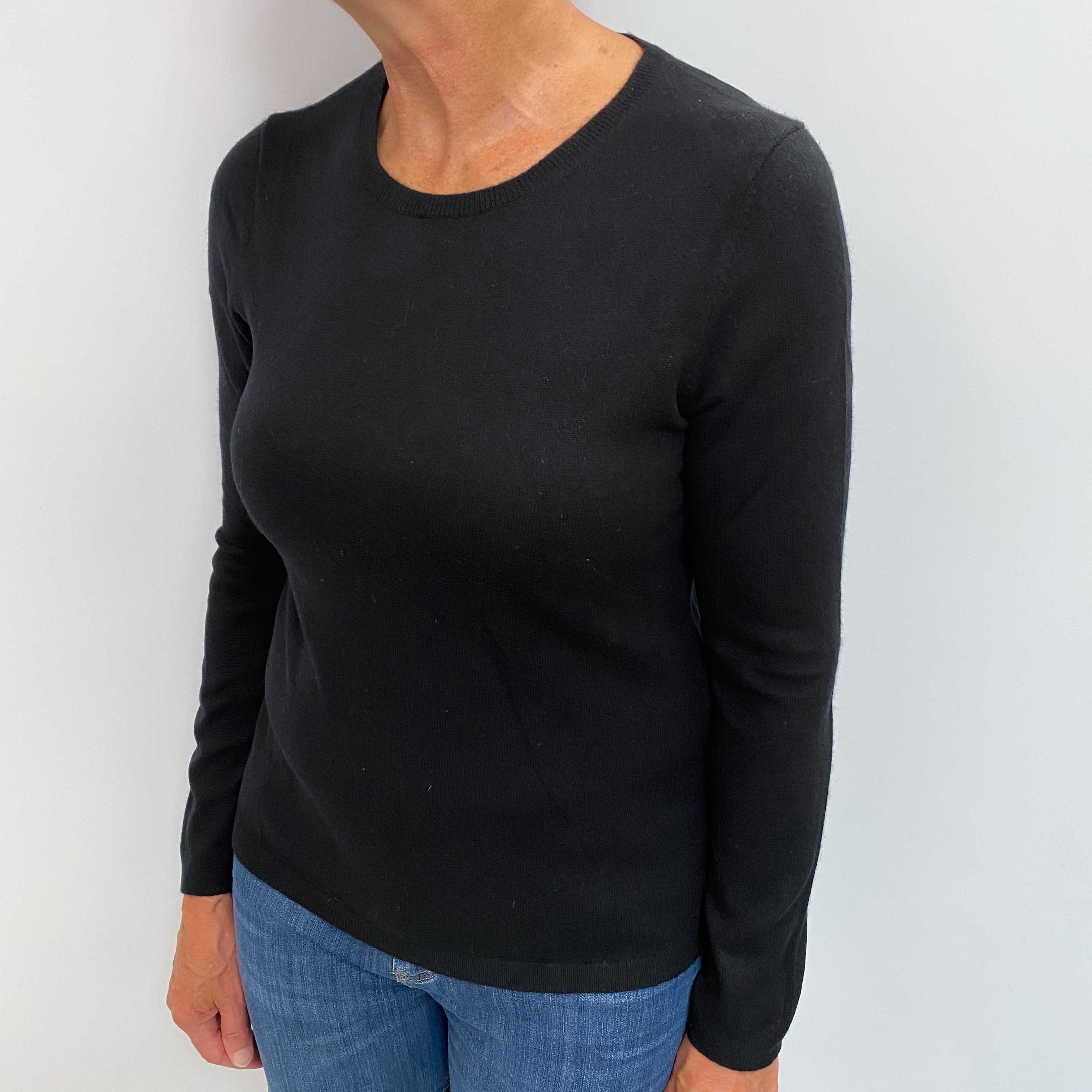 Black Cashmere Crew Neck Jumper Medium