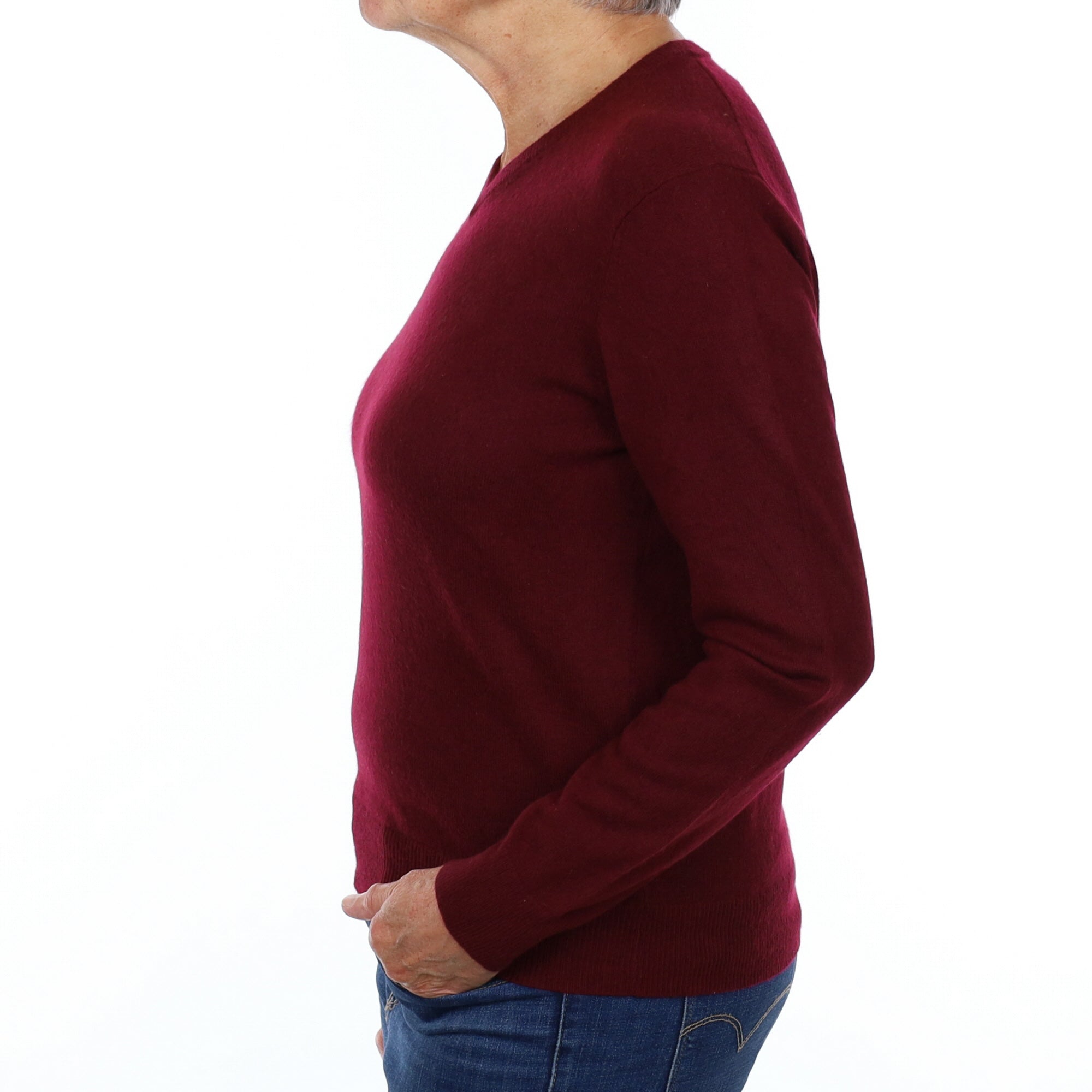 Mulberry Purple Cashmere V Neck Jumper Medium