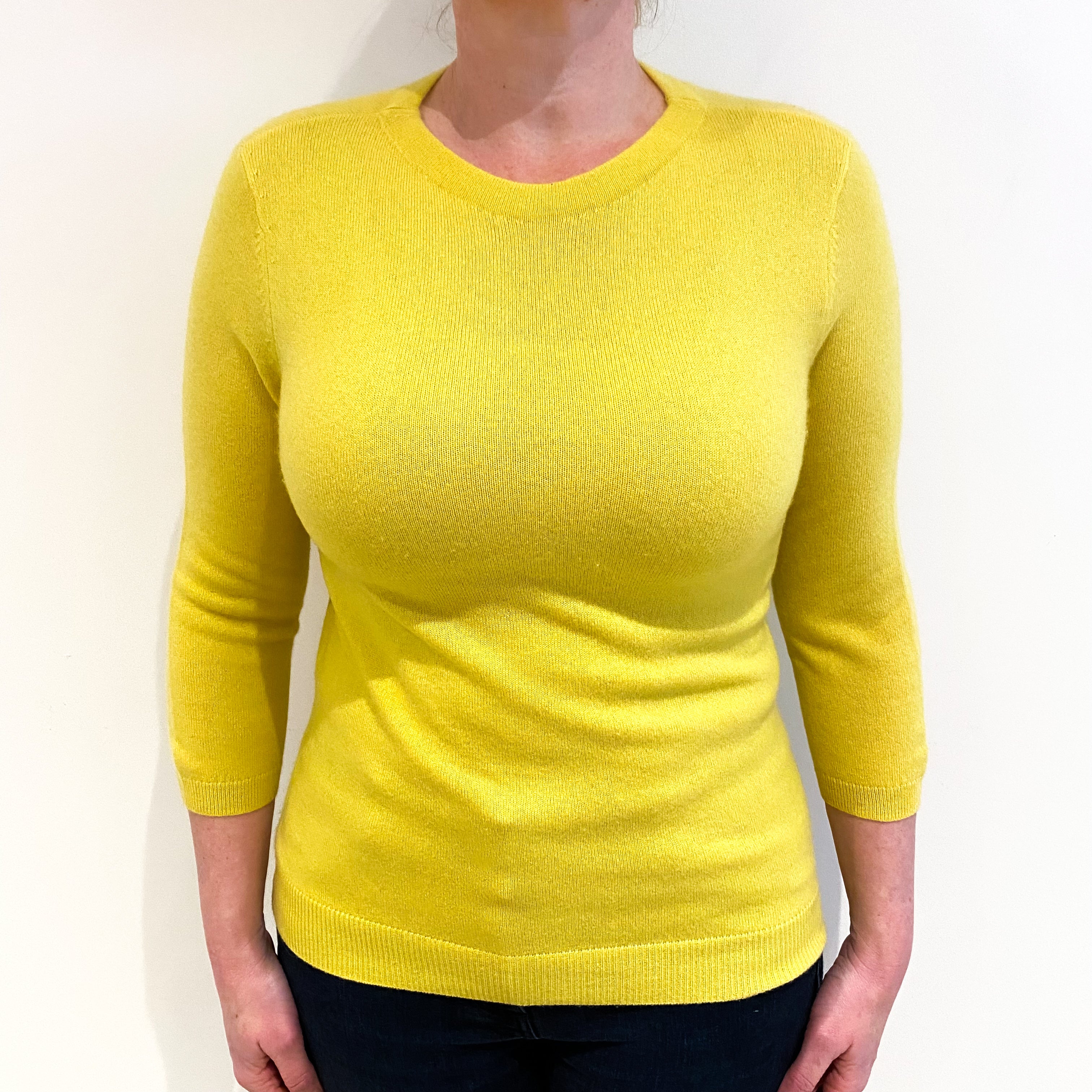 Pineapple Yellow Cashmere Crew Neck Jumper Large