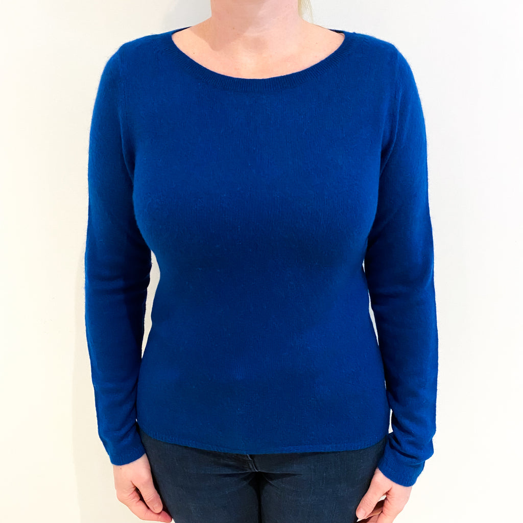 Petrol Blue Cashmere Slash Neck Jumper Large