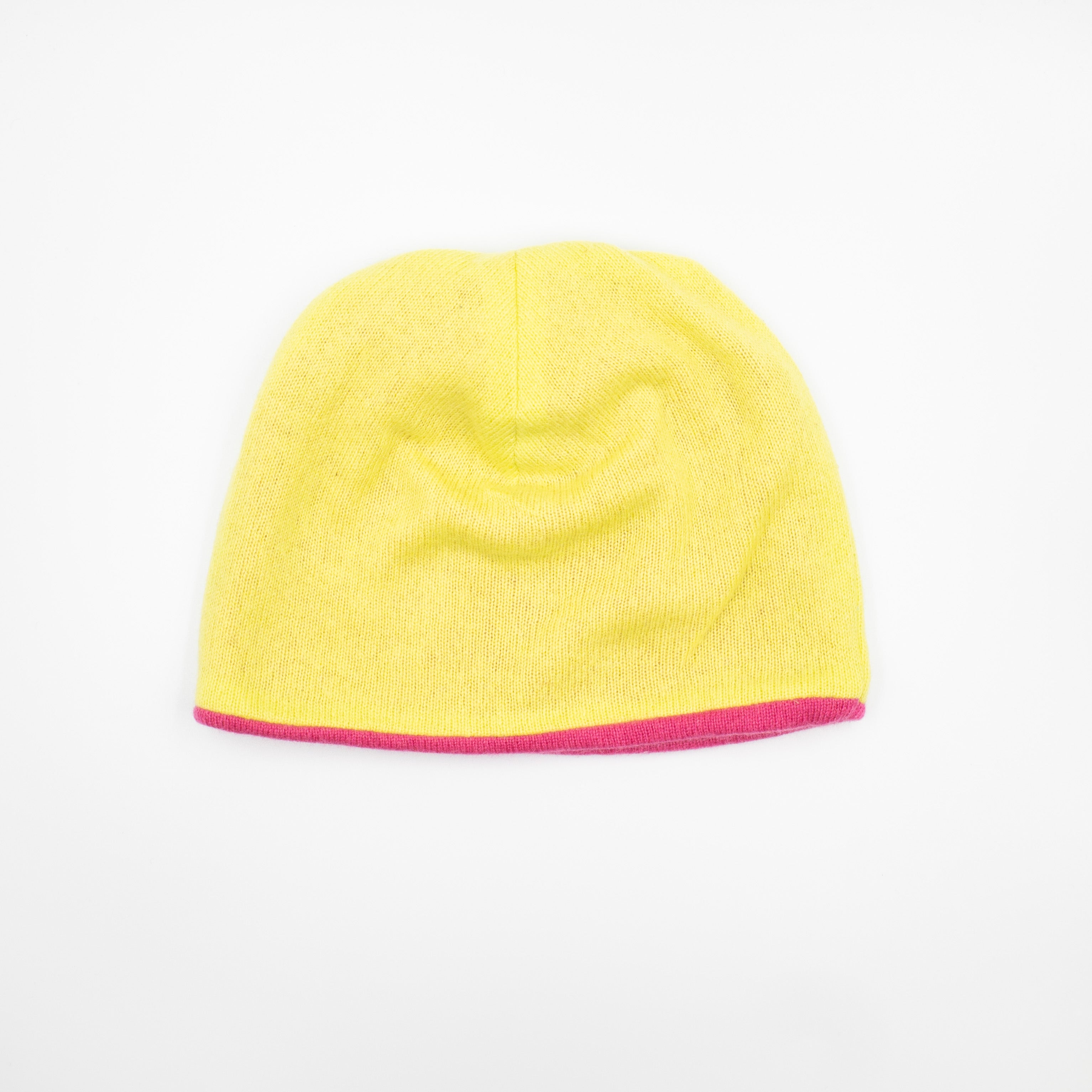 Neon Yellow and Hot Pink Beanie Hat