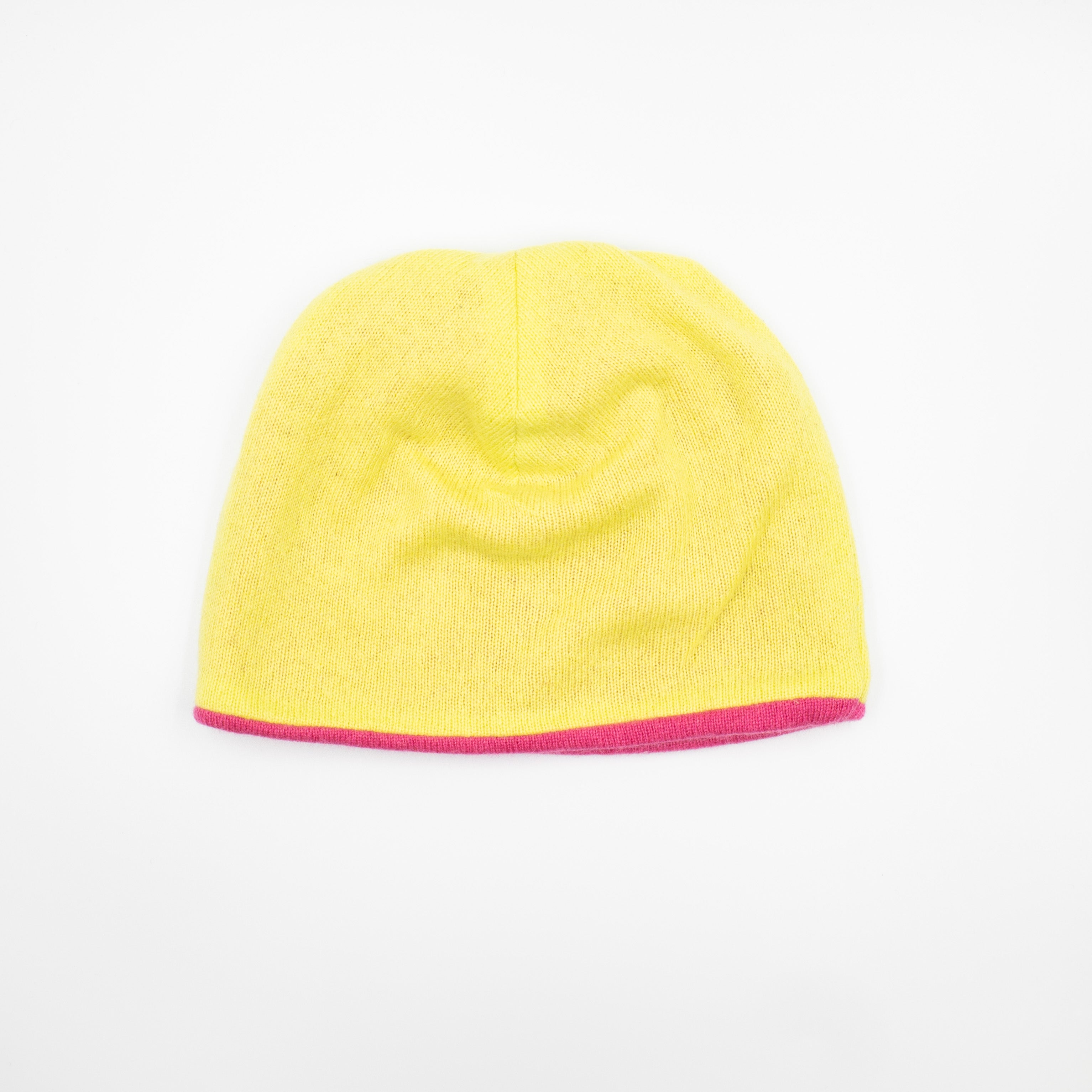 Neon Yellow and Hot Pink Beanie Hat