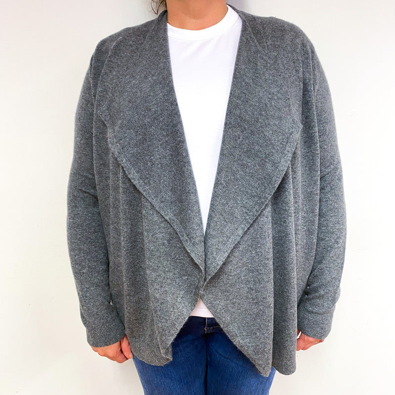 Slate Grey Cashmere Waterfall Cardigan Extra Large