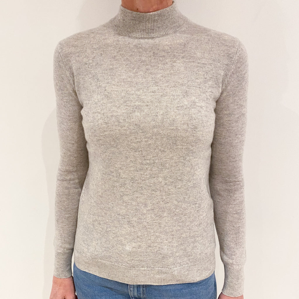 Mist Grey Cashmere Turtle Neck Jumper Small