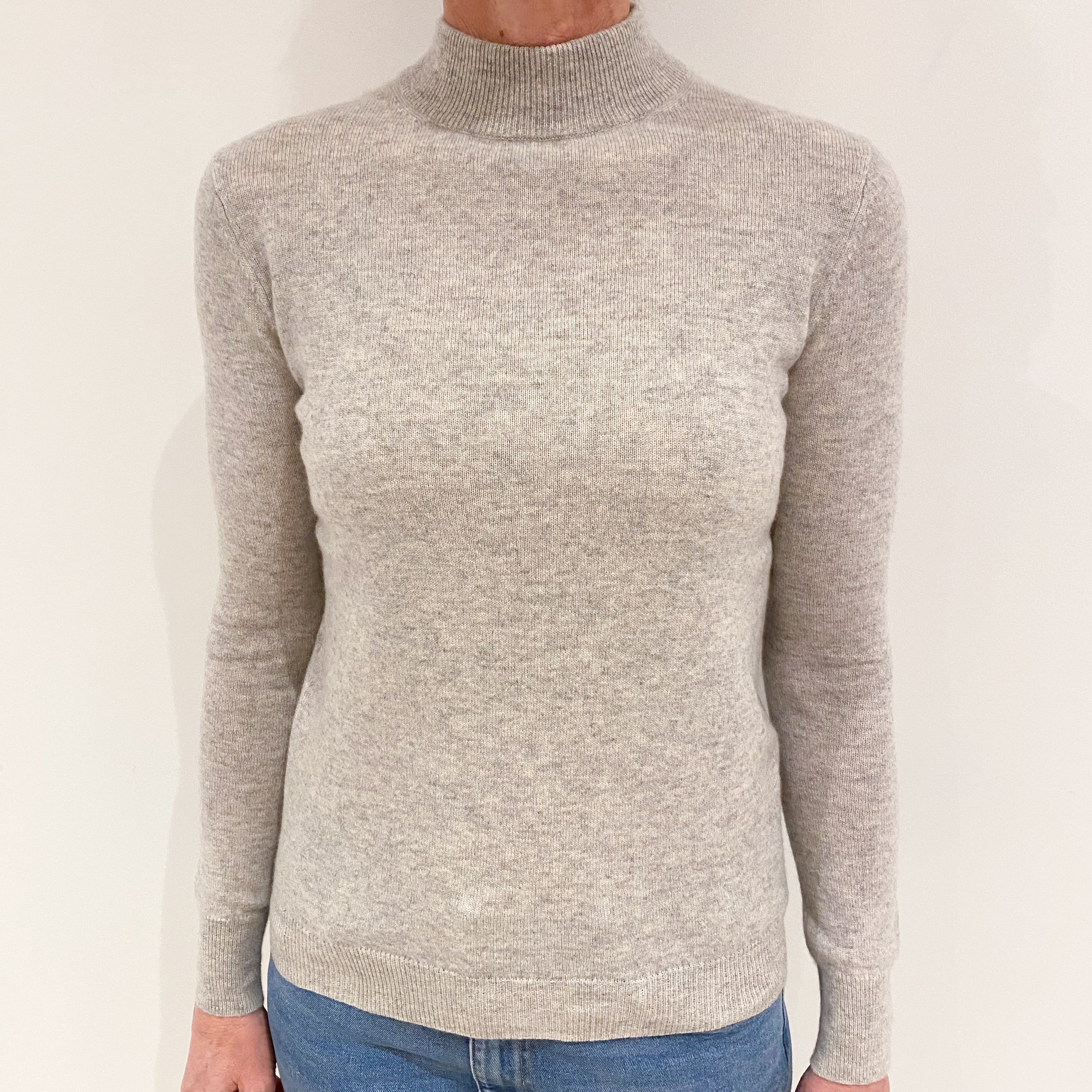 Mist Grey Cashmere Turtle Neck Jumper Small
