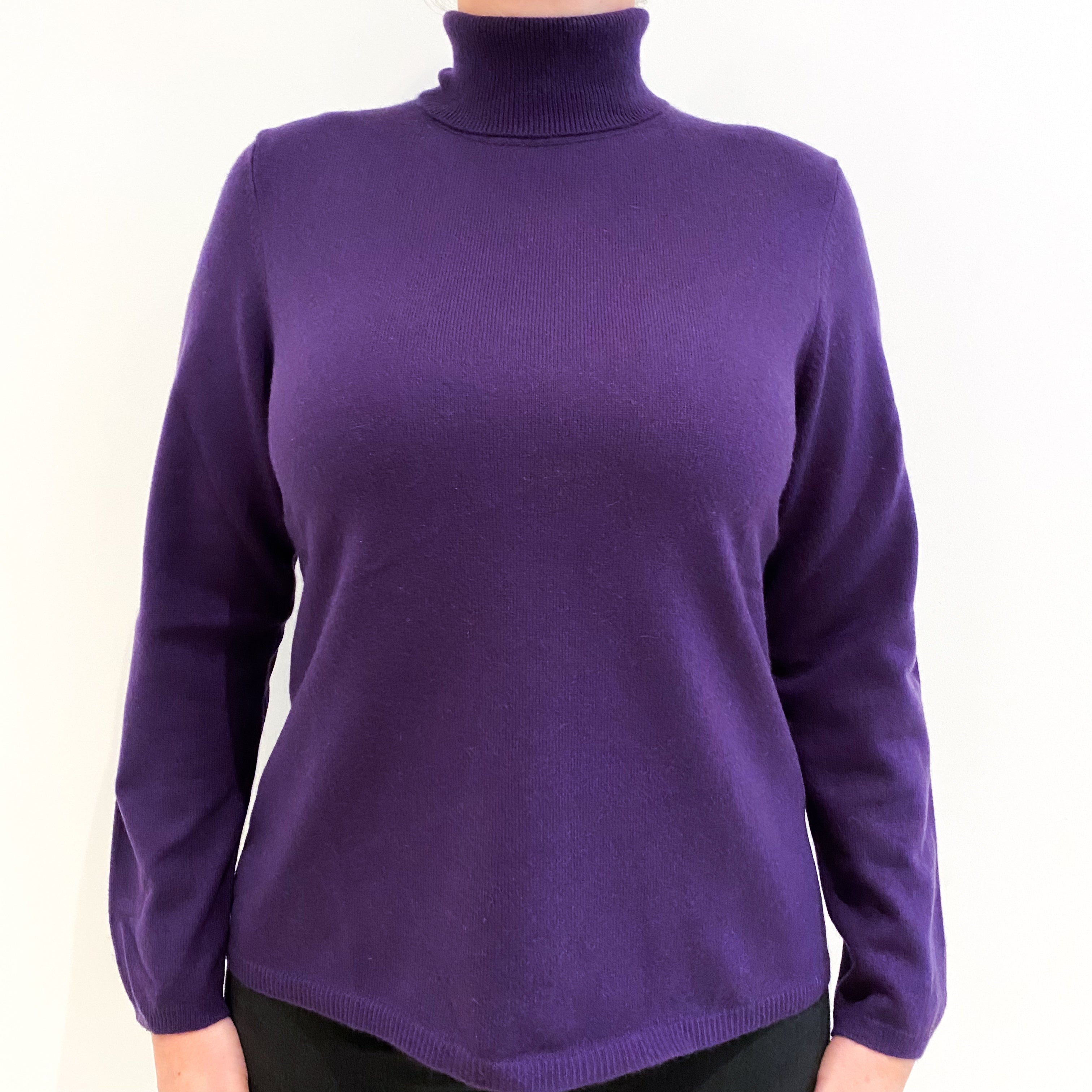 Iris Purple Cashmere Polo Neck Jumper Large
