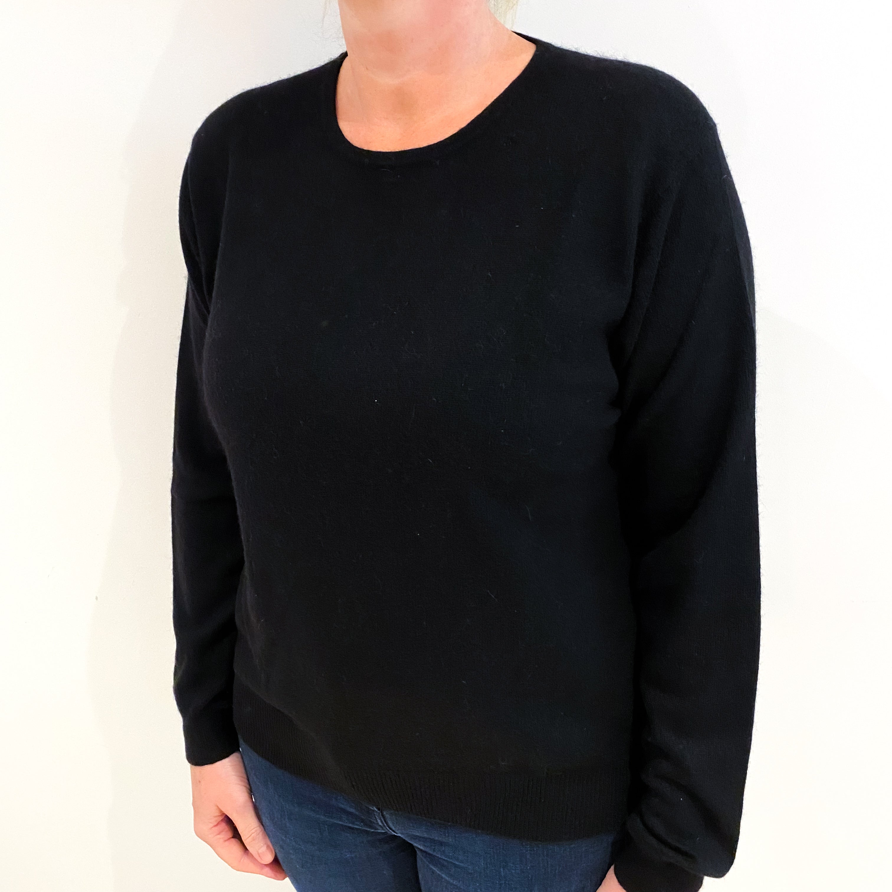Black Cashmere Crew Neck Jumper Large