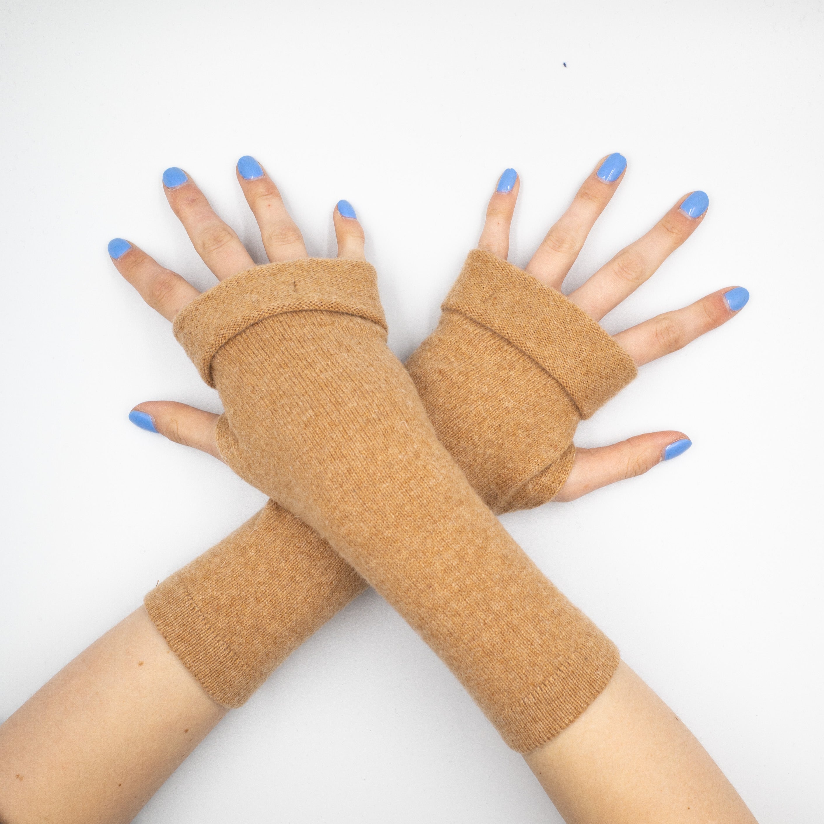 Caramel Brown Fingerless Gloves