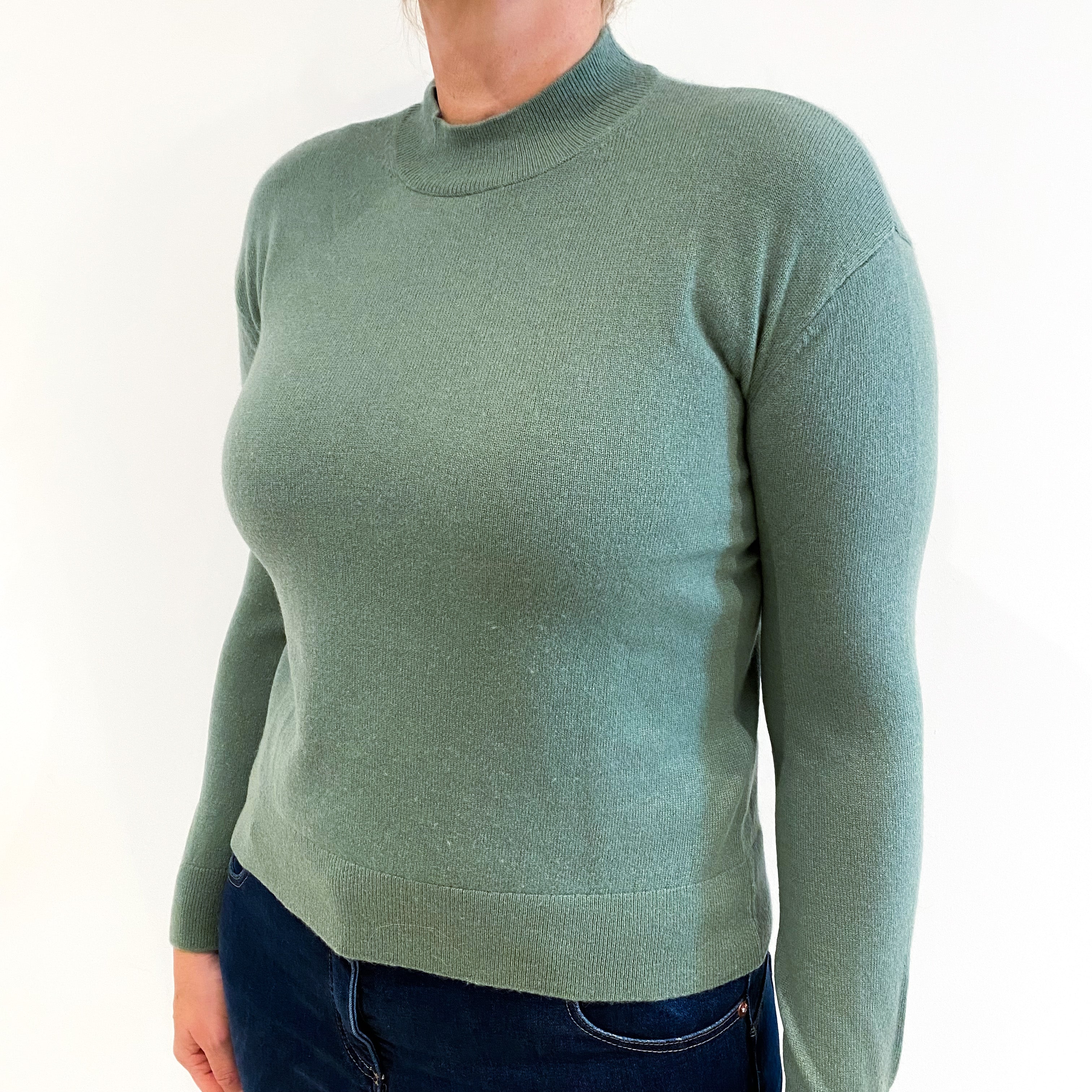 Quince Olive Green Cashmere Turtle Neck Jumper Large