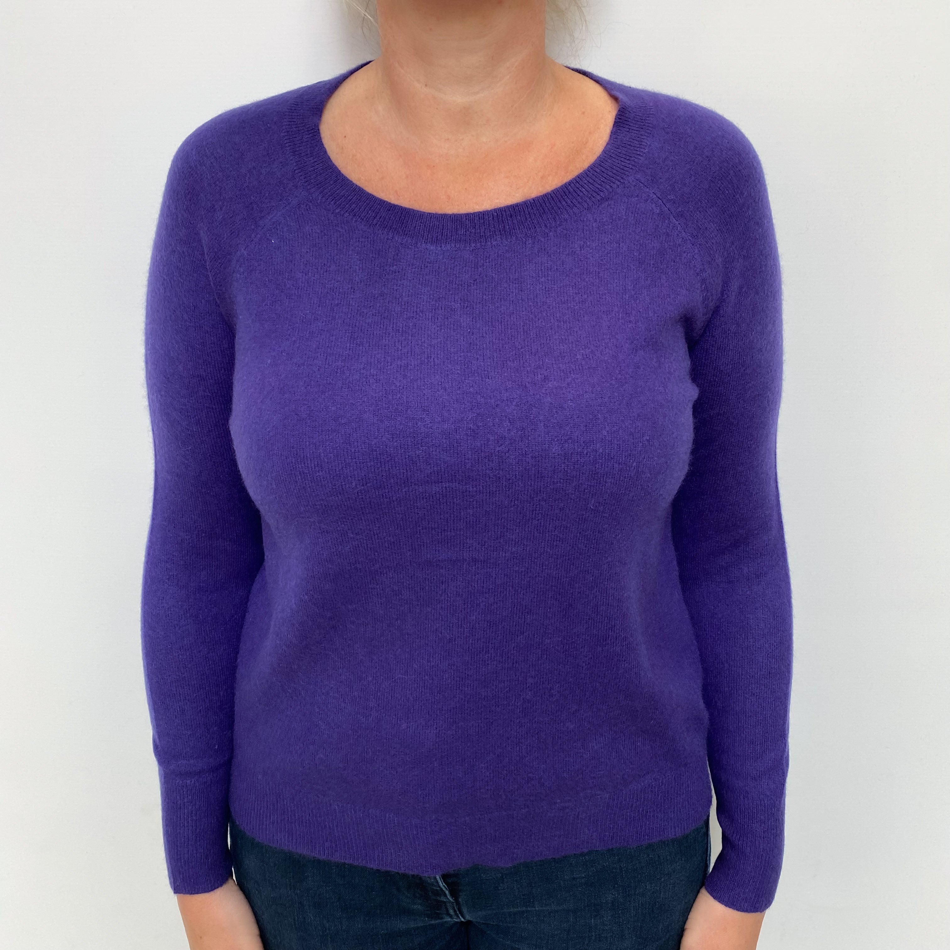 Grape Purple Cashmere Crew Neck Jumper Large