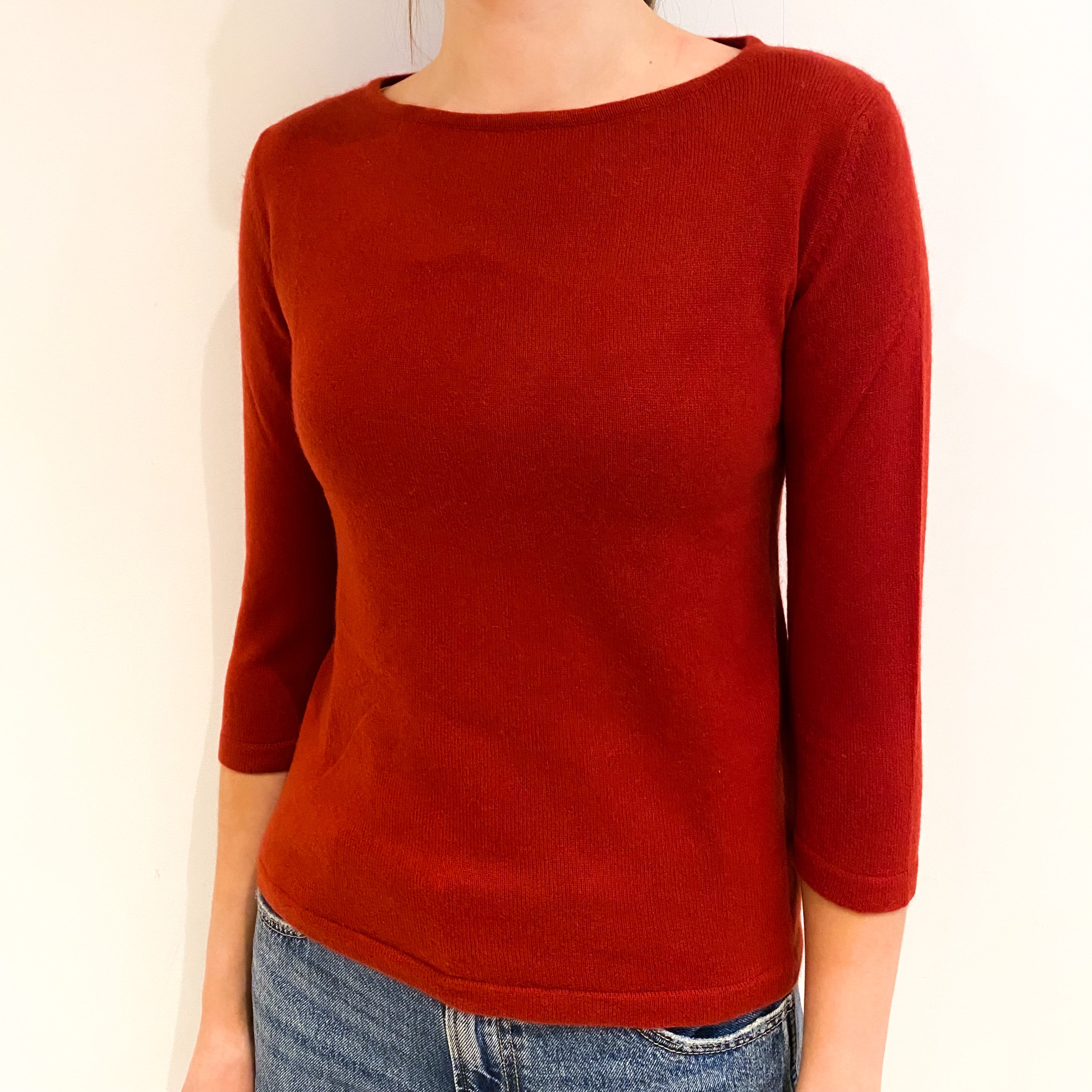 Rust Red Cashmere Scoop Neck Jumper Extra Small
