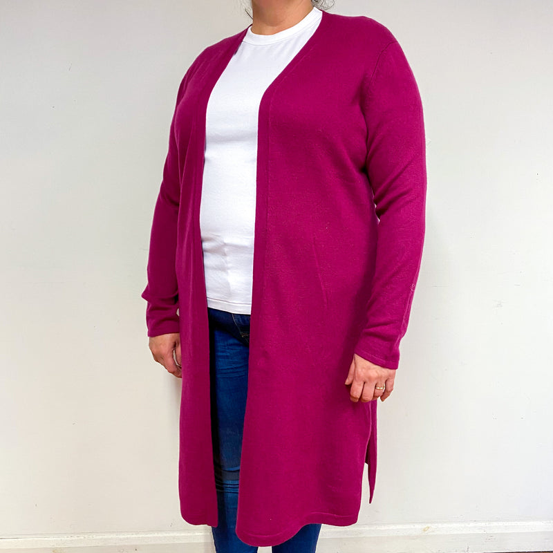 Plum Pink Cashmere Edge to Edge Cardigan Extra Large