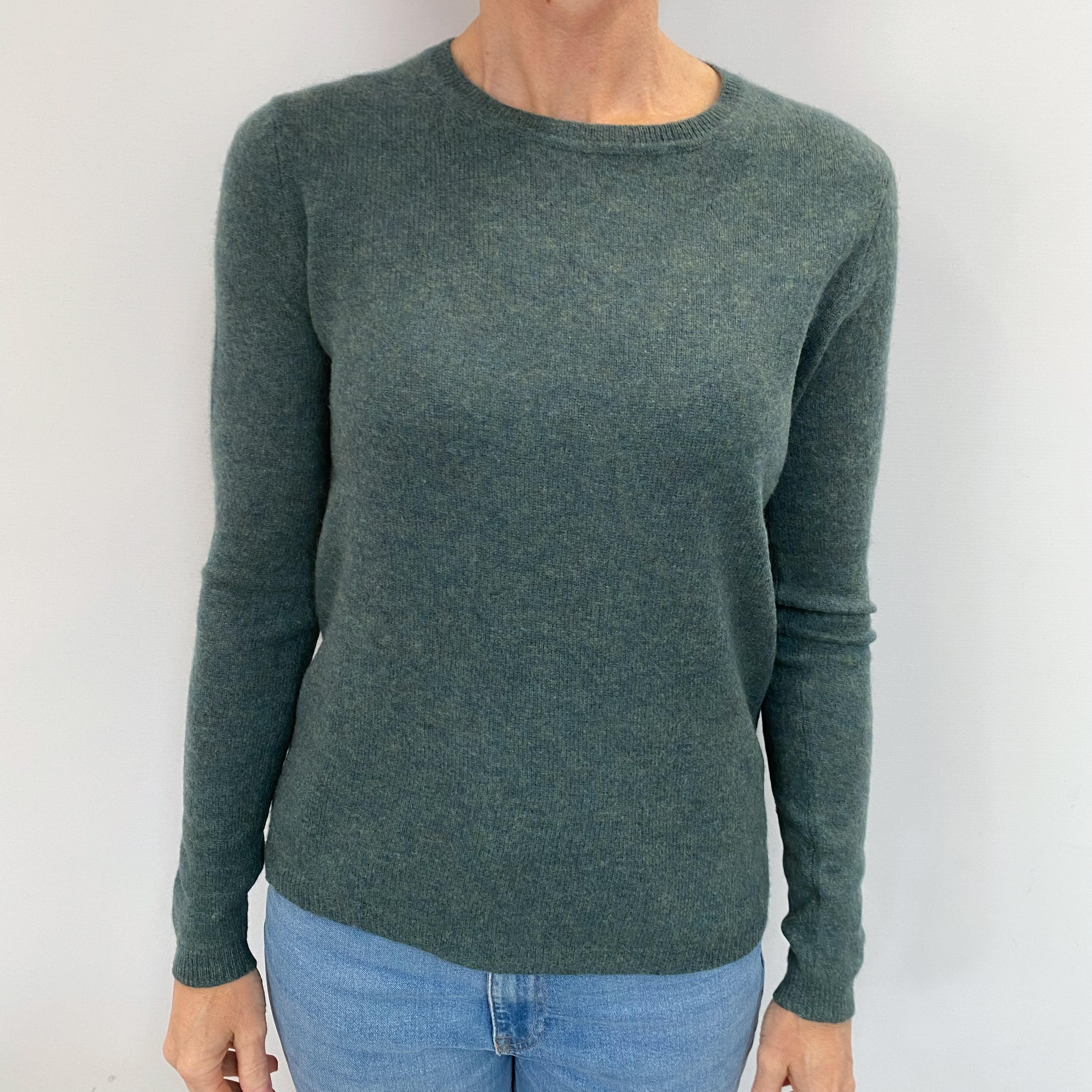 Spruce Green Cashmere Crew Neck Jumper Small