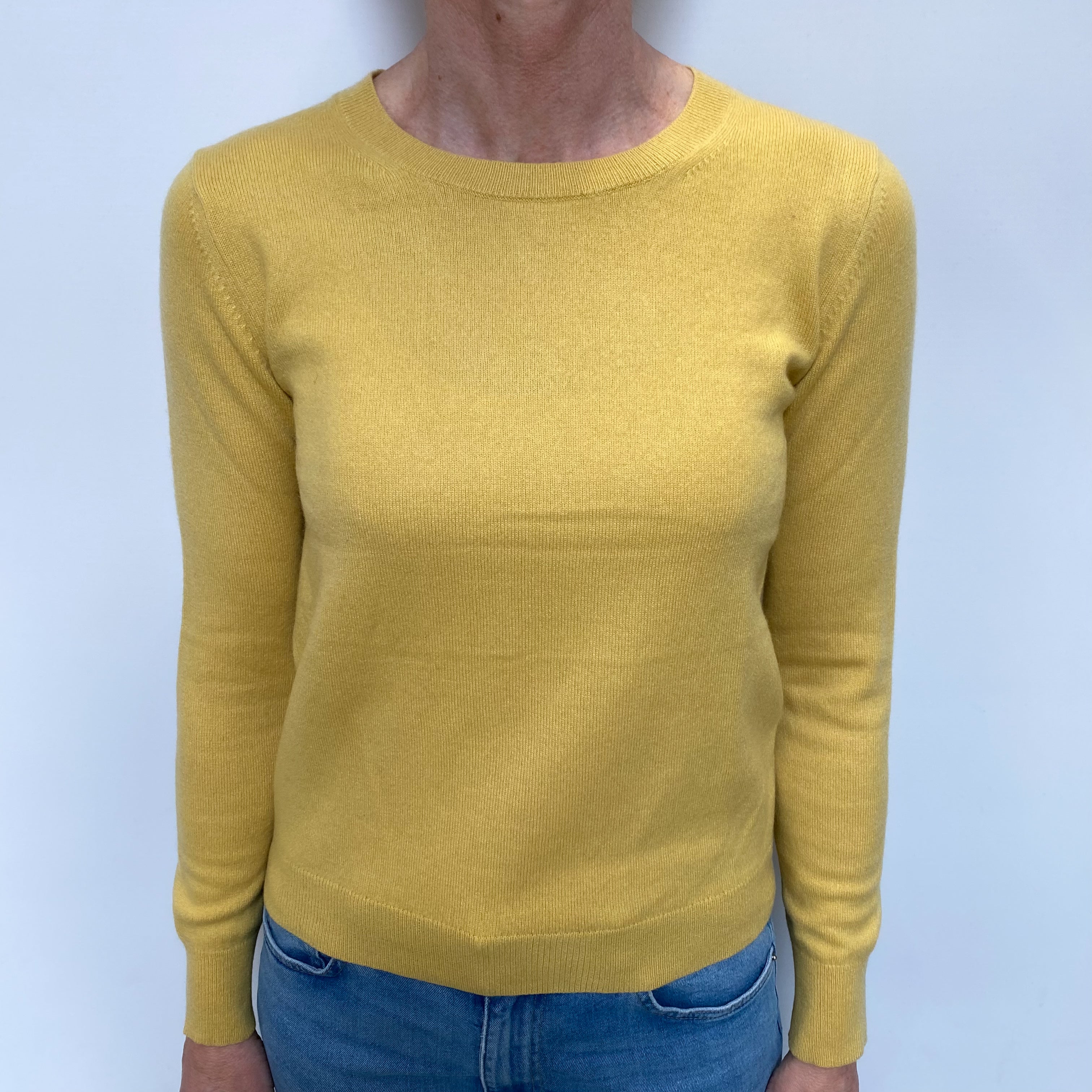 Mustard Yellow Cashmere Crew Neck Jumper Small