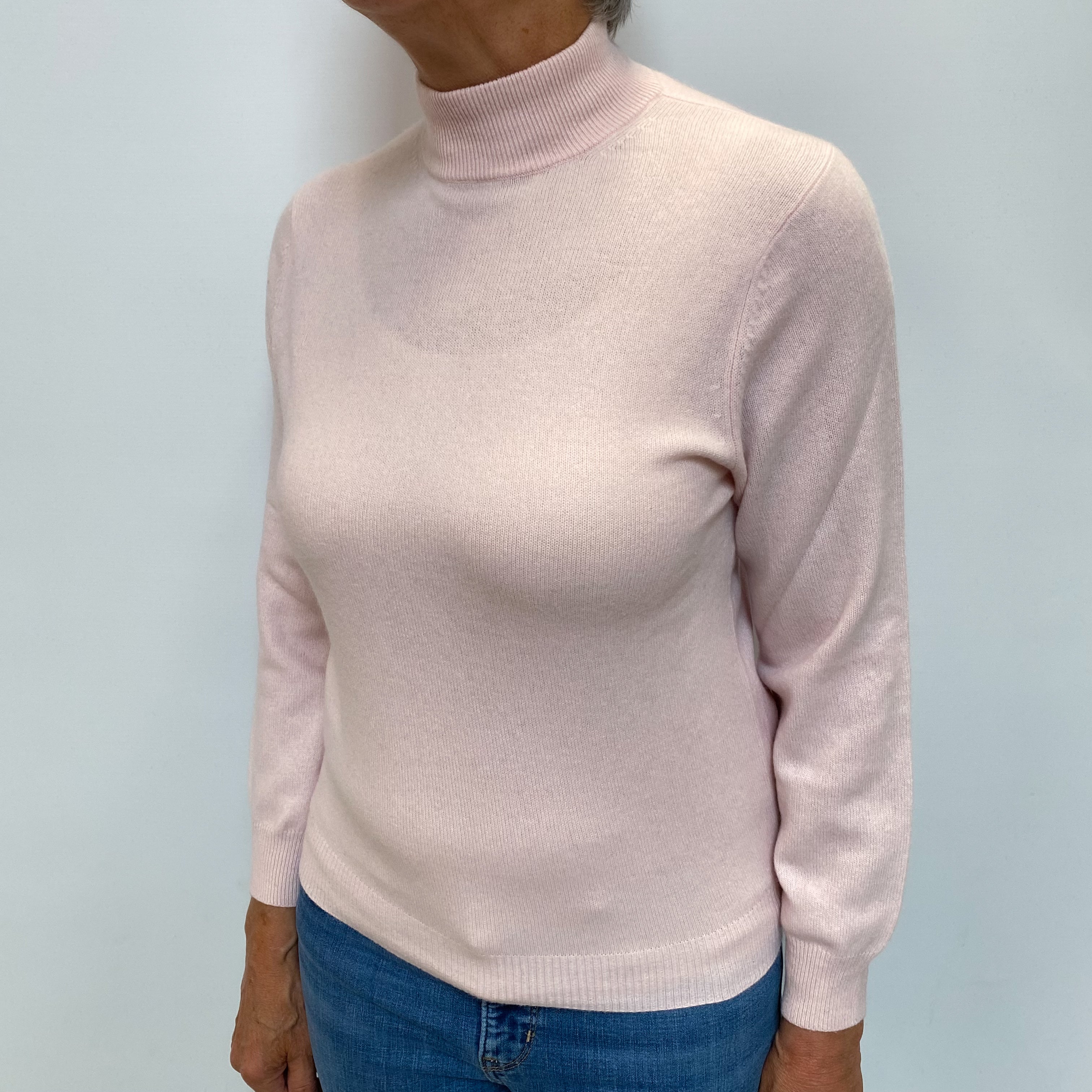 Shell Pink Cashmere Turtle Neck Jumper Medium