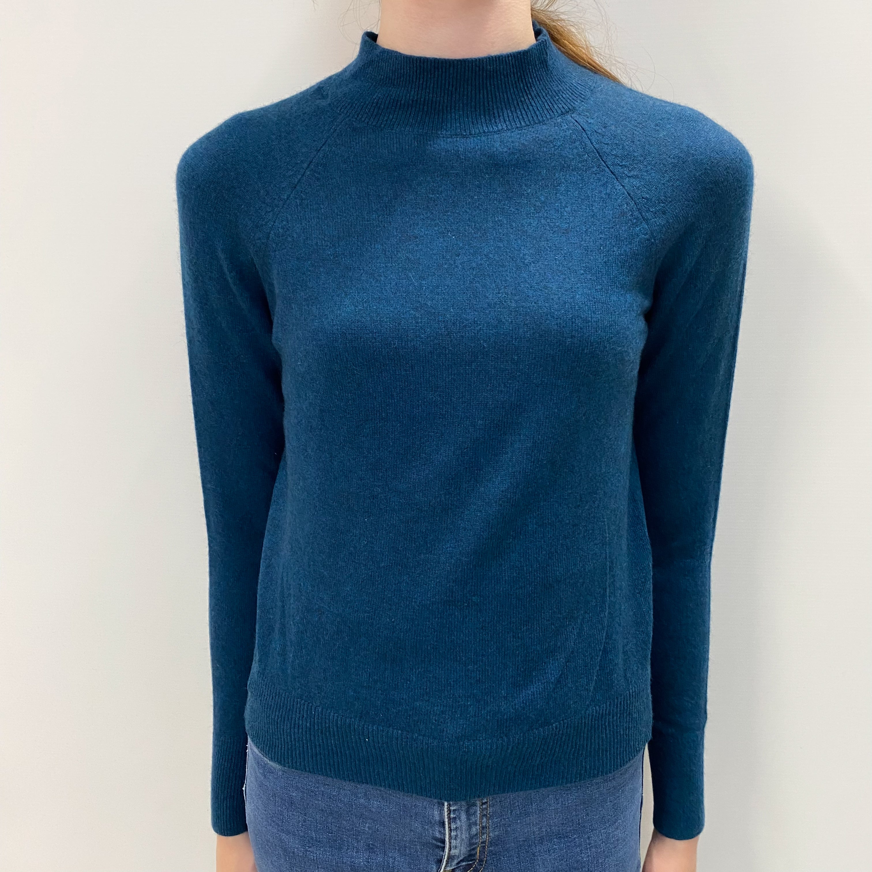 Everlane Peacock Blue Cashmere Turtle Neck Jumper Extra Extra Small