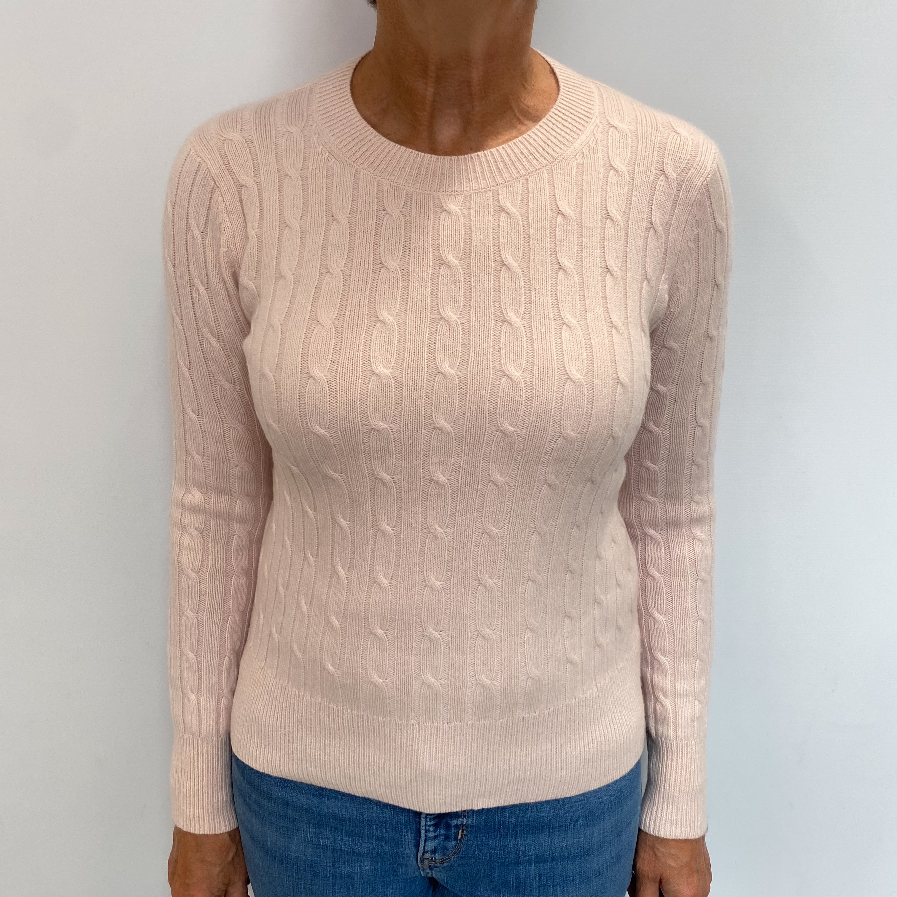 Shell Pink Cashmere Crew Neck Jumper Medium