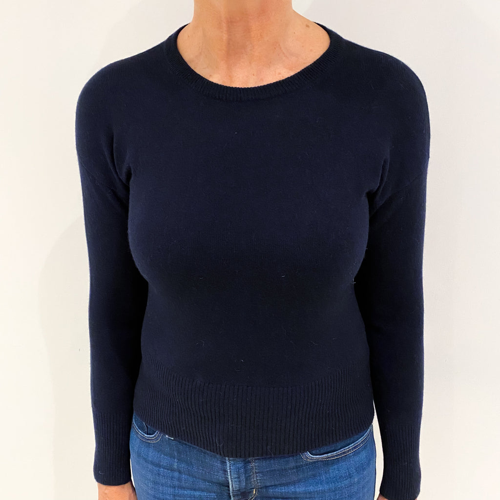 Navy Blue Cashmere Crew Neck Jumper Medium