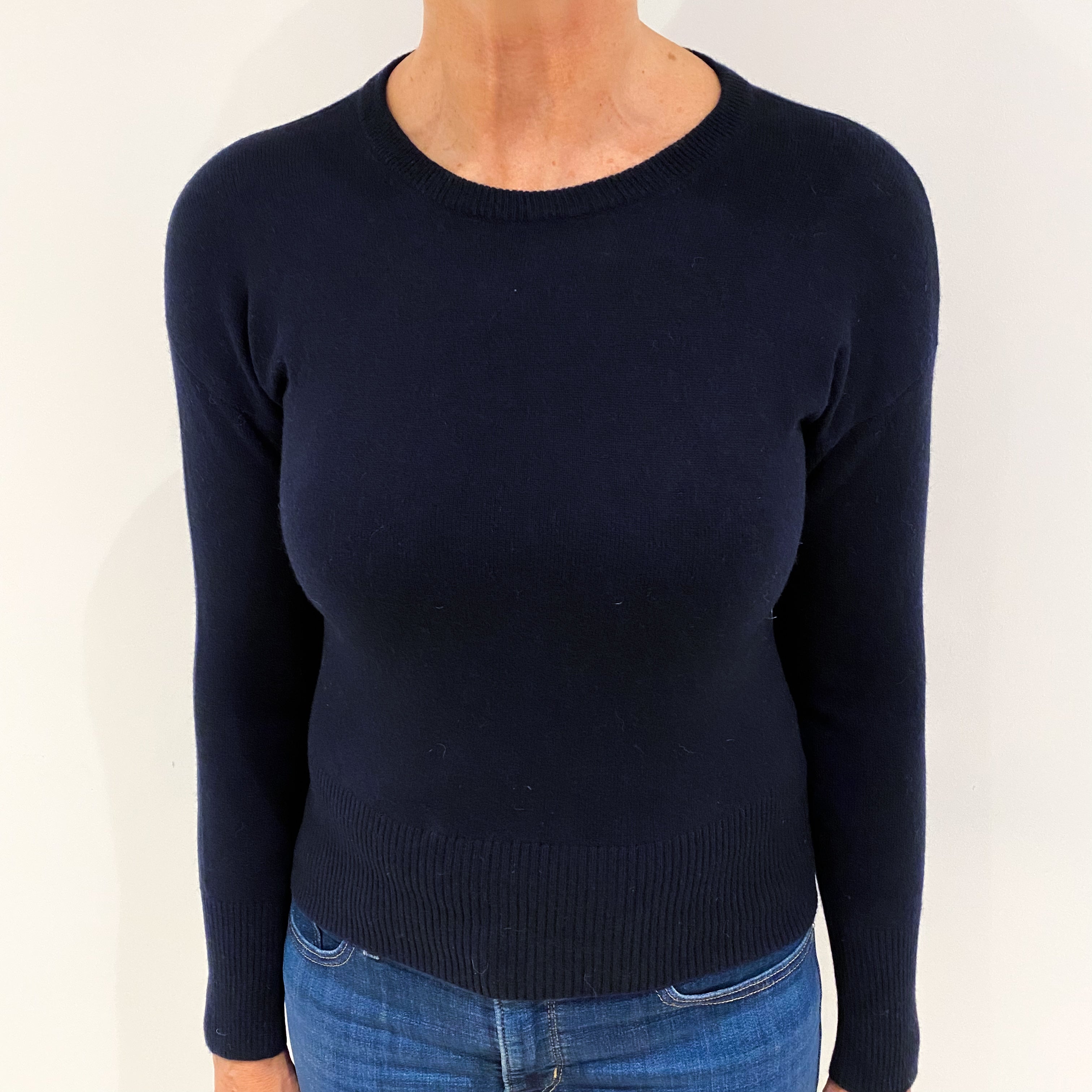 Navy Blue Cashmere Crew Neck Jumper Medium