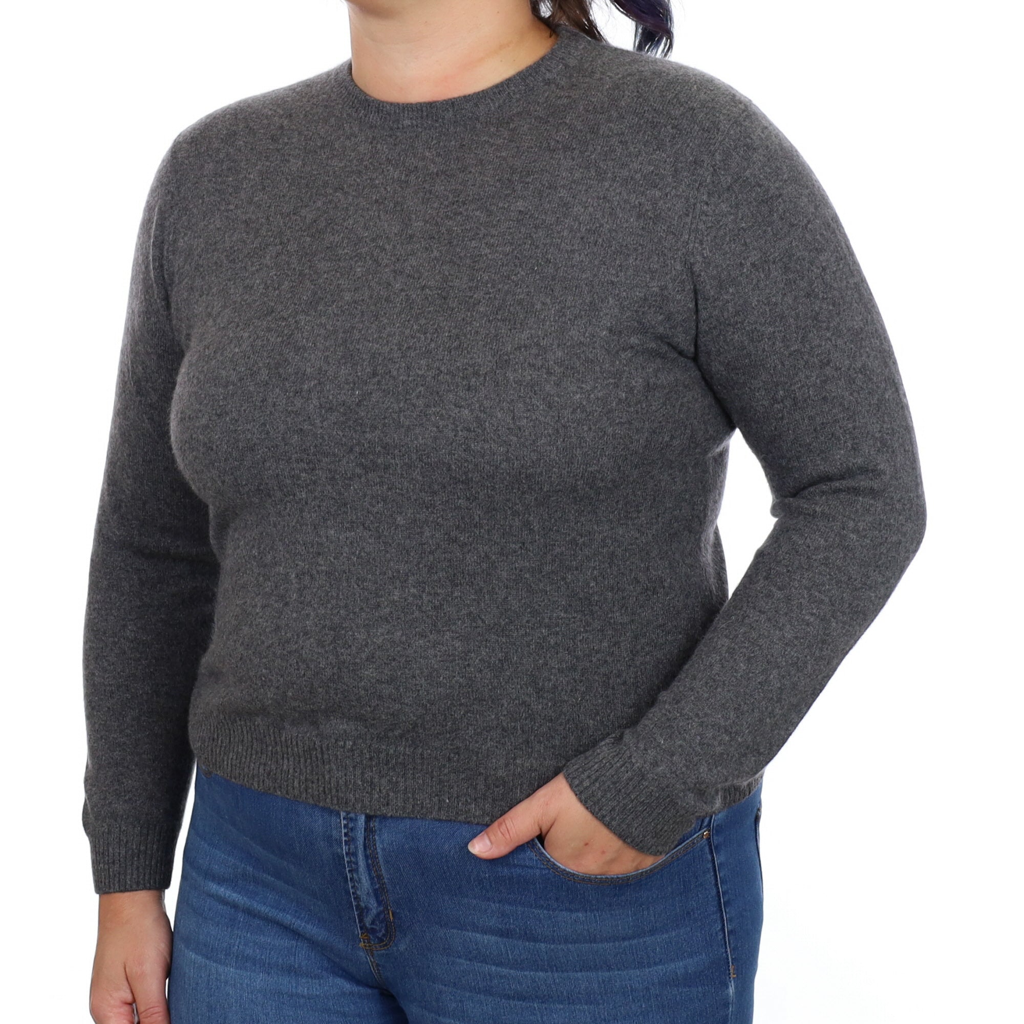 Slate Grey Cashmere Crew Neck Jumper Large