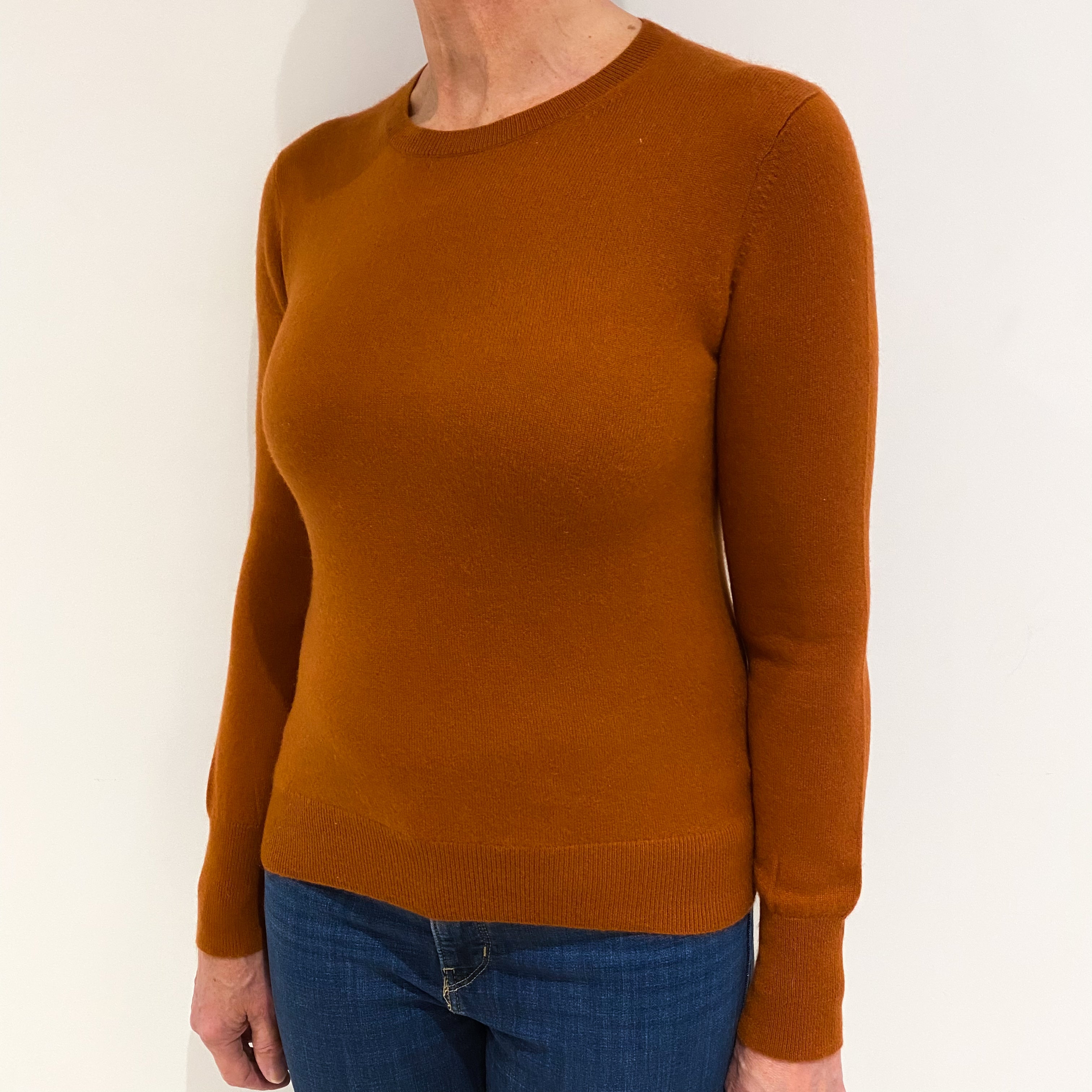 Cinnamon Brown Cashmere Crew Neck Jumper Medium
