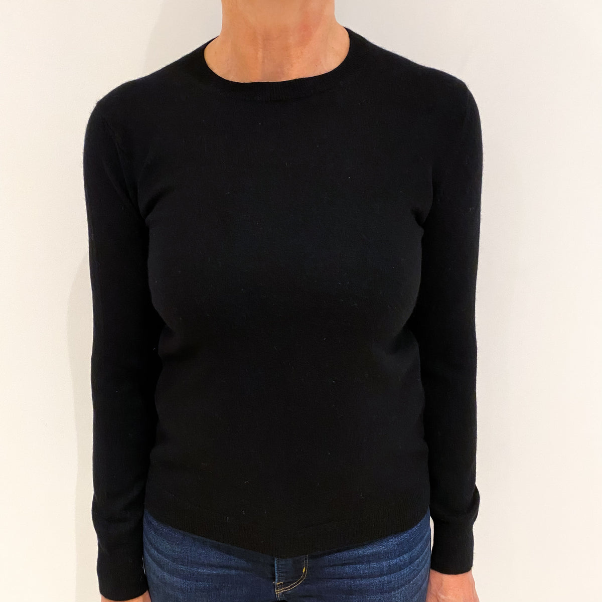 Black Cashmere Crew Neck Jumper Medium