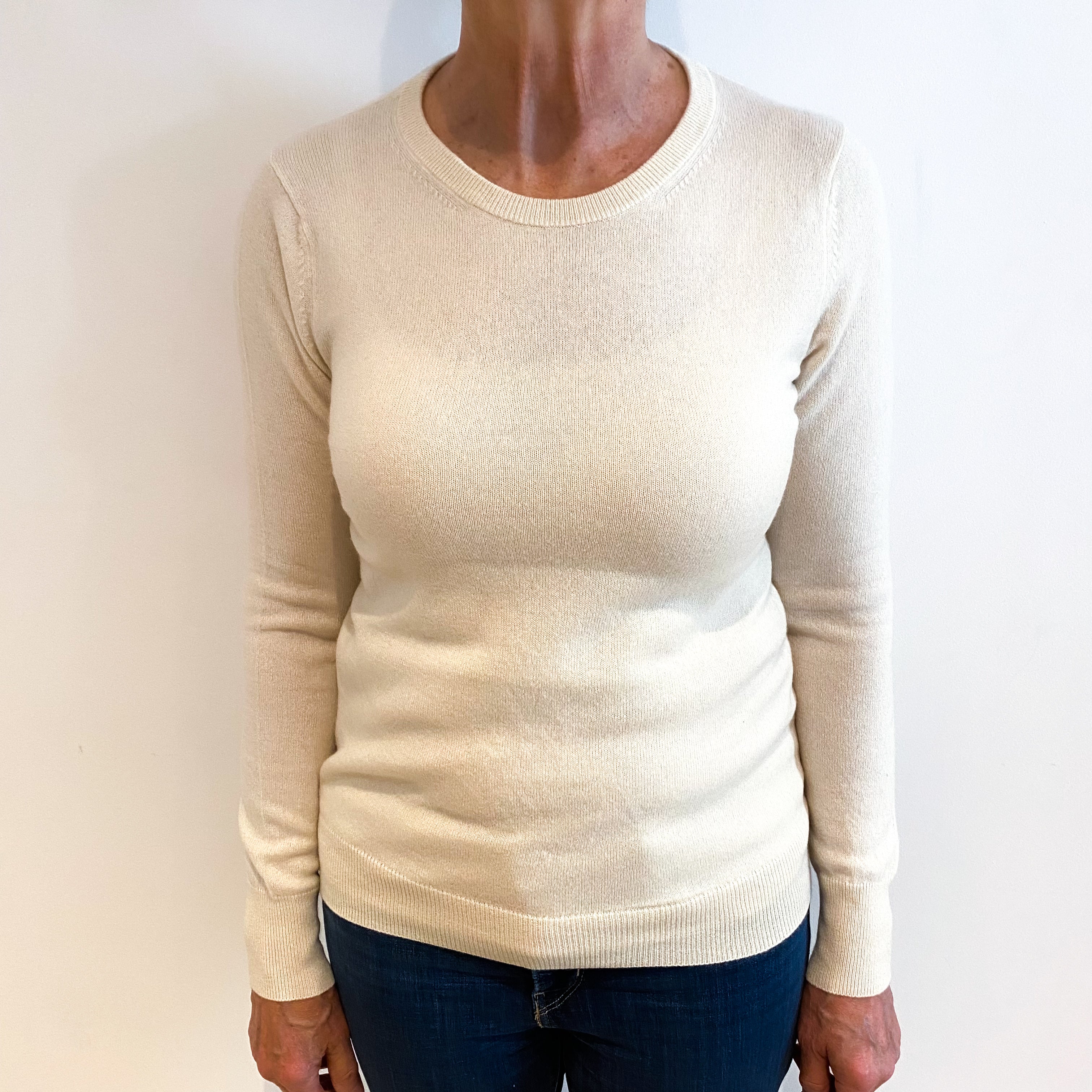 Vanilla Cream Cashmere Crew Neck Jumper Medium