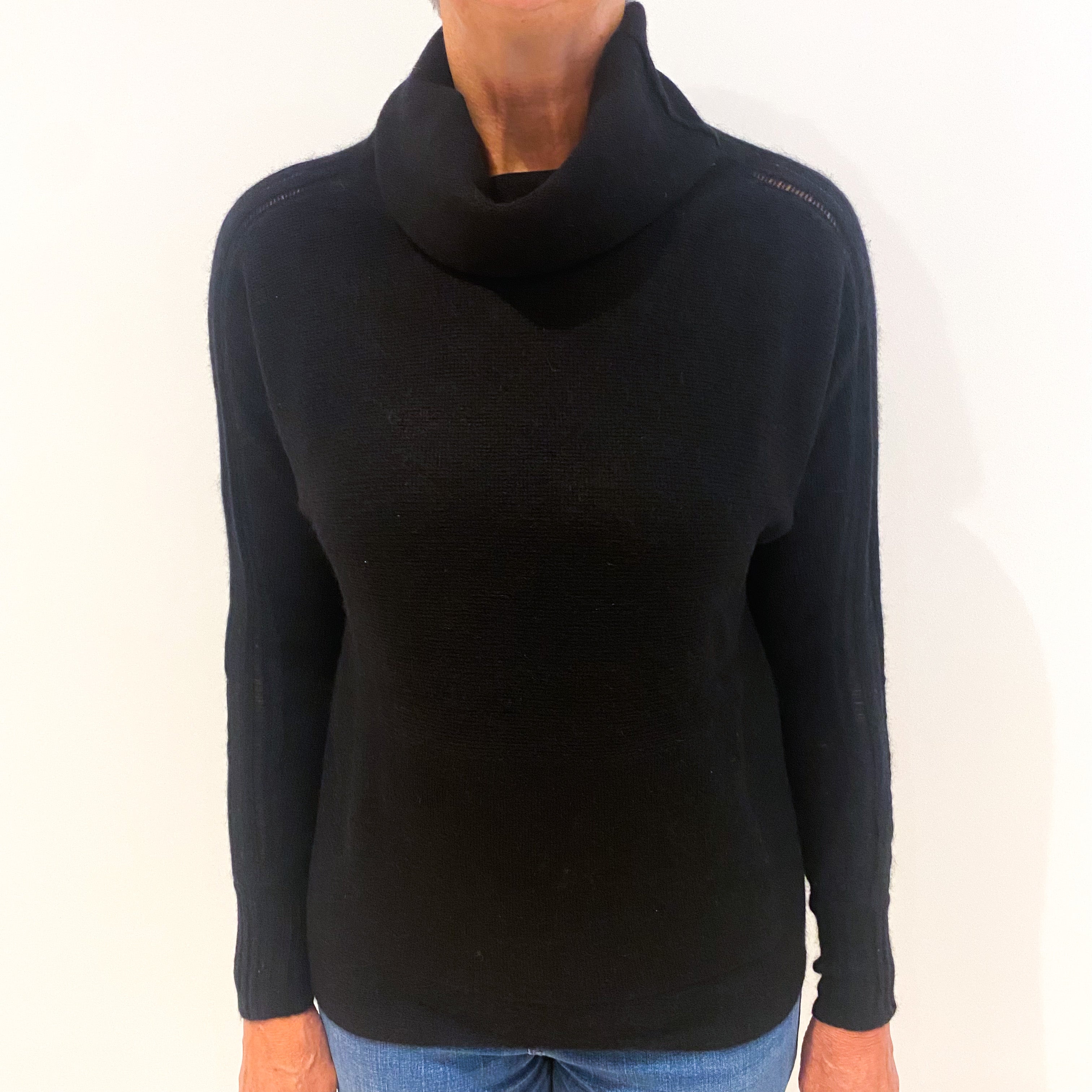 Black Batwing Cashmere Cowl Neck Jumper Medium