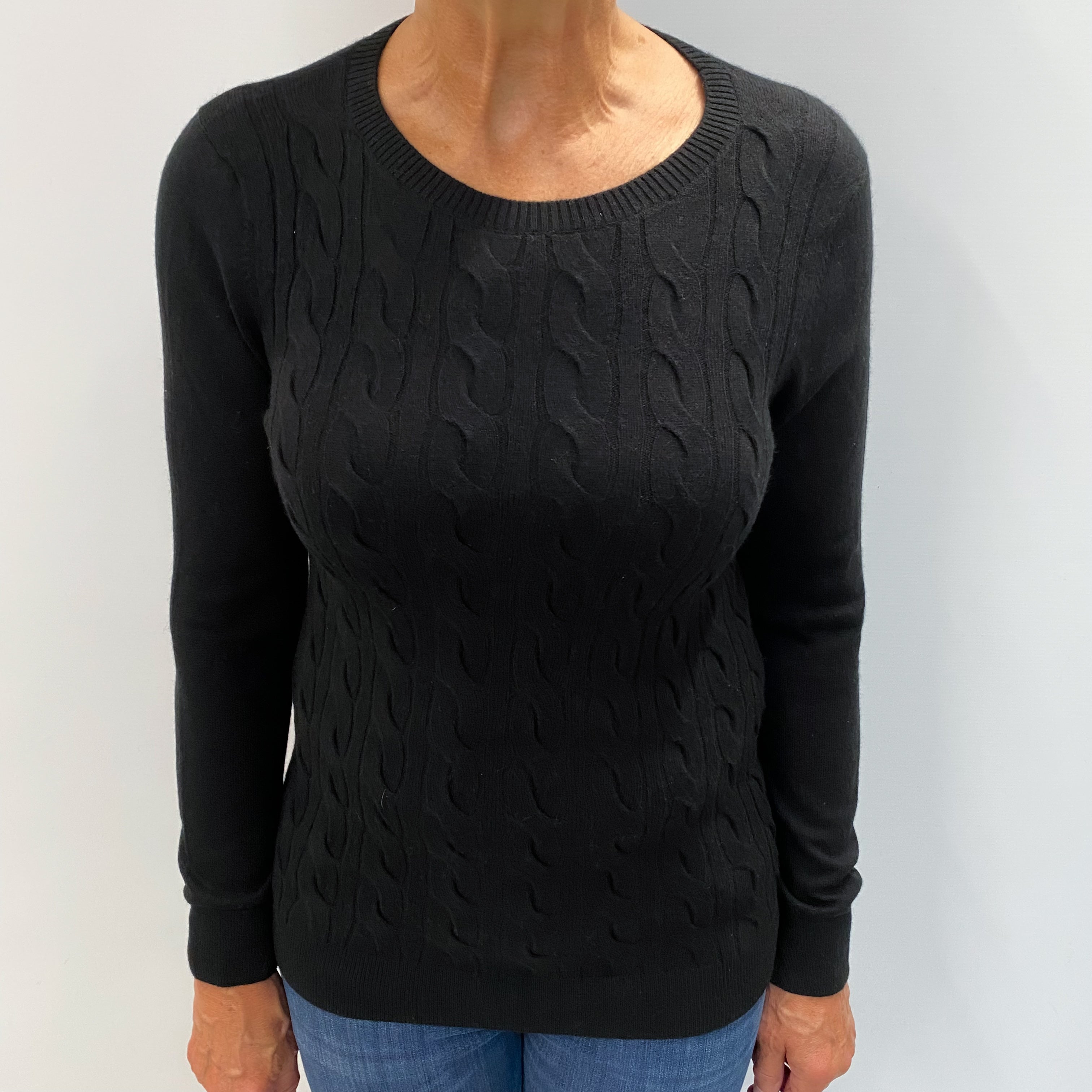 Black Cashmere Crew Neck Jumper Medium