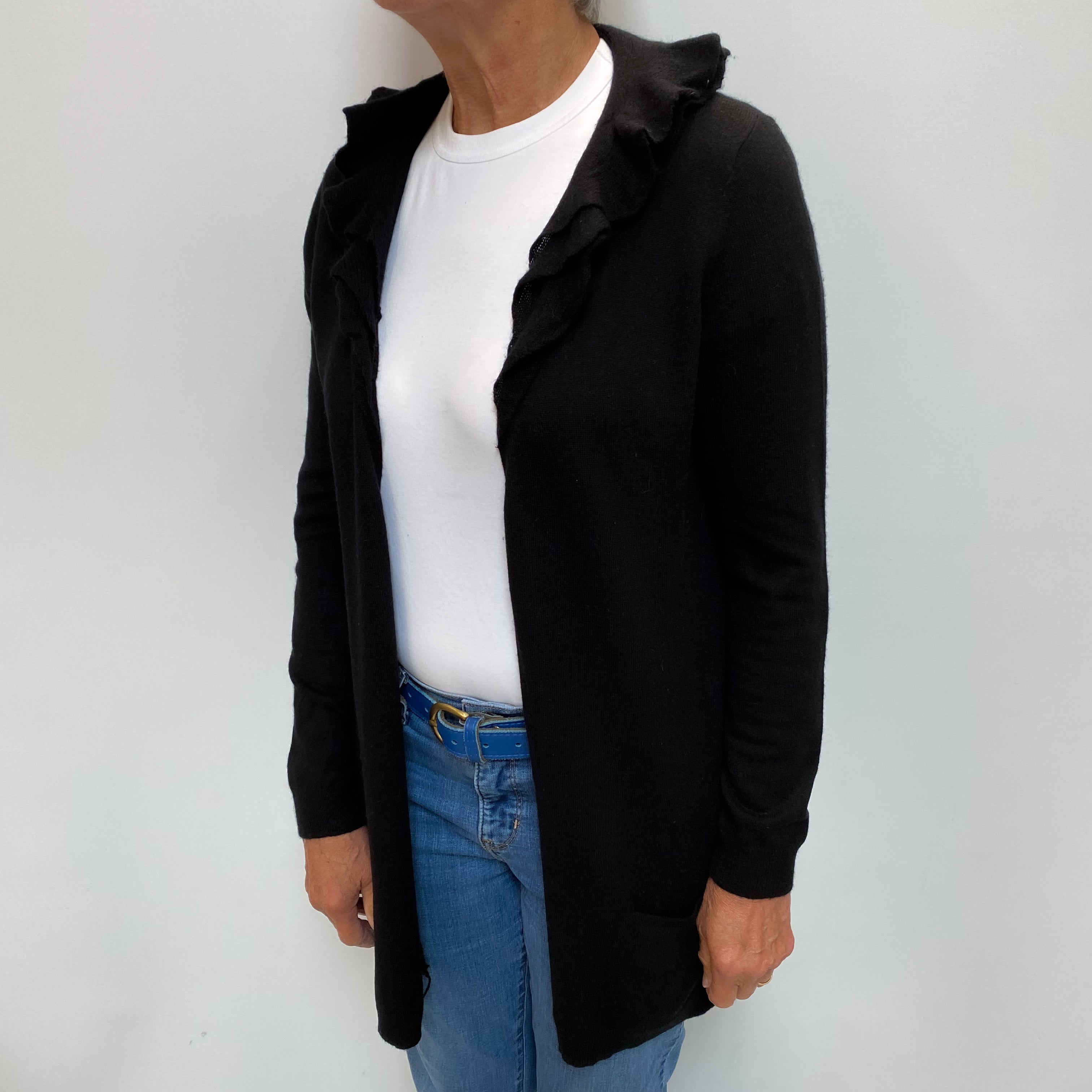 Black Cashmere Edge To Edge Cardigan Medium